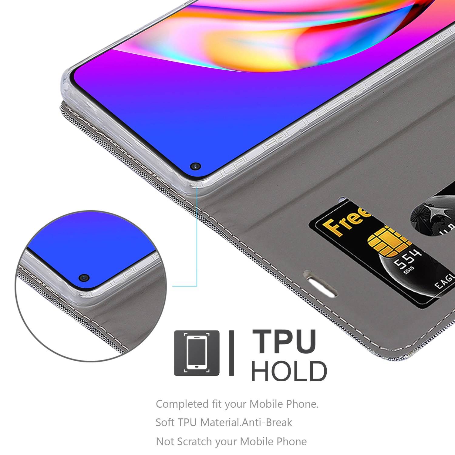 Cadorabo Hülle für Oppo A94 5G Schutzhülle in Grau Handy Hülle Etui Book Case Cover