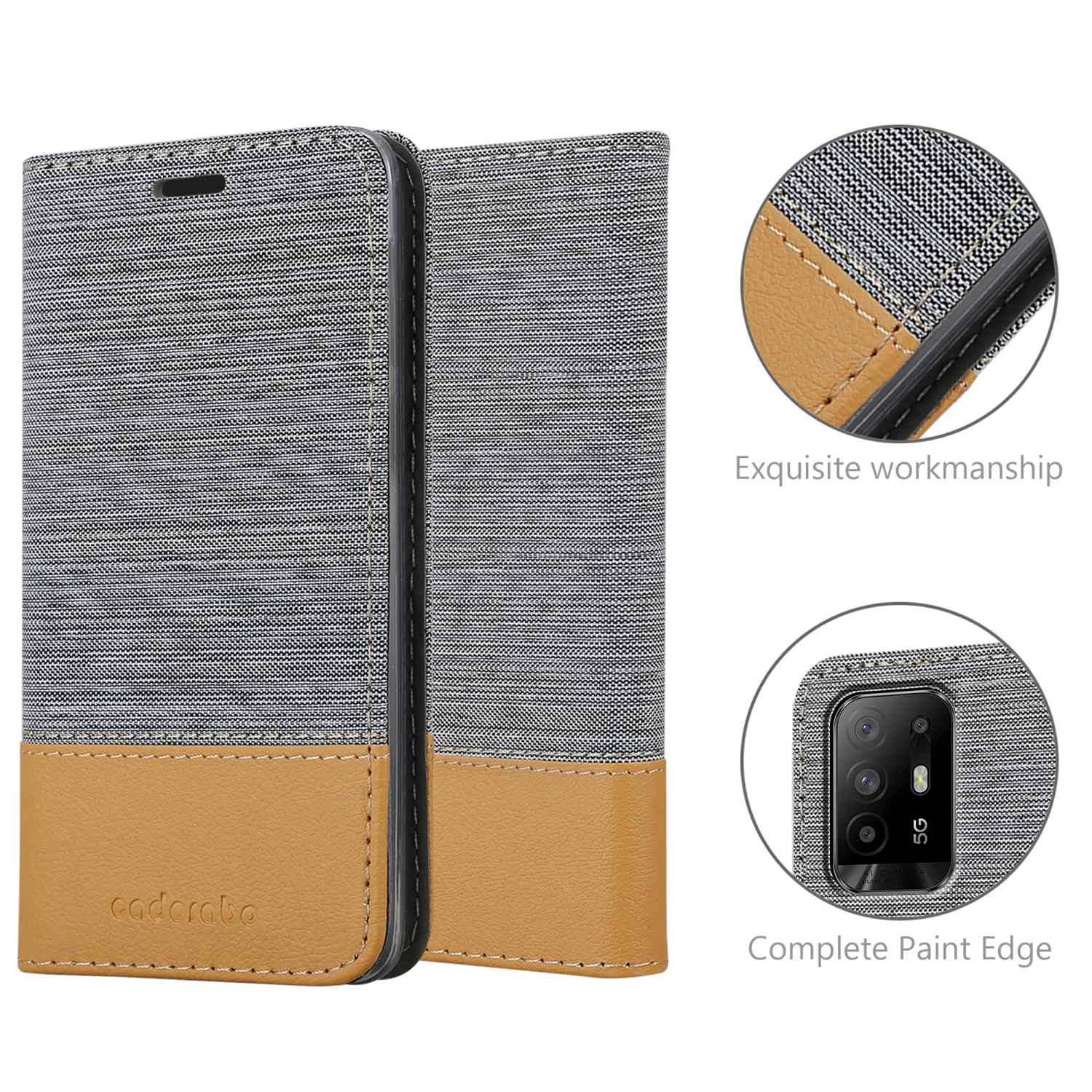 Cadorabo Hülle für Oppo A94 5G Schutzhülle in Grau Handy Hülle Etui Book Case Cover
