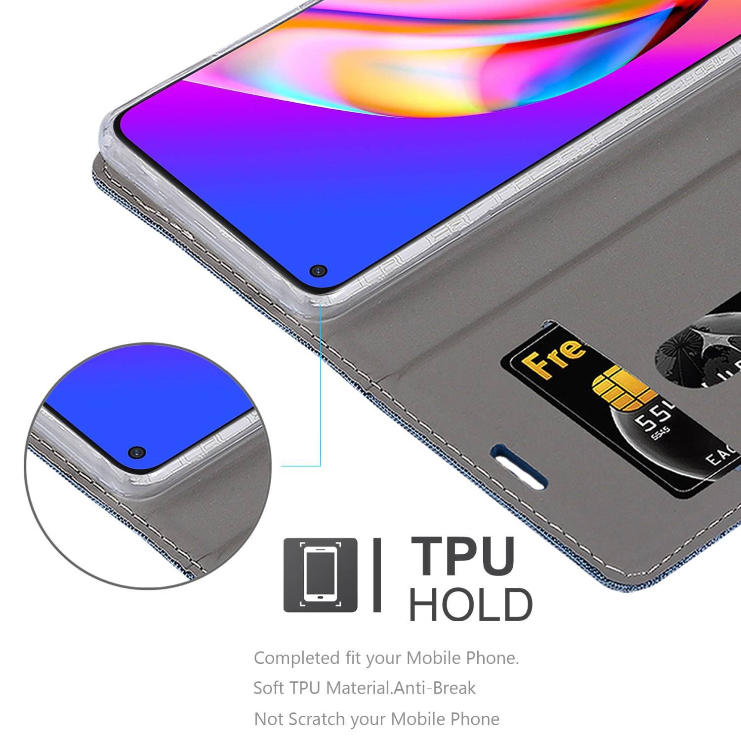 Cadorabo Hülle für Oppo A94 5G Schutzhülle in Blau Handy Hülle Etui Book Case Cover