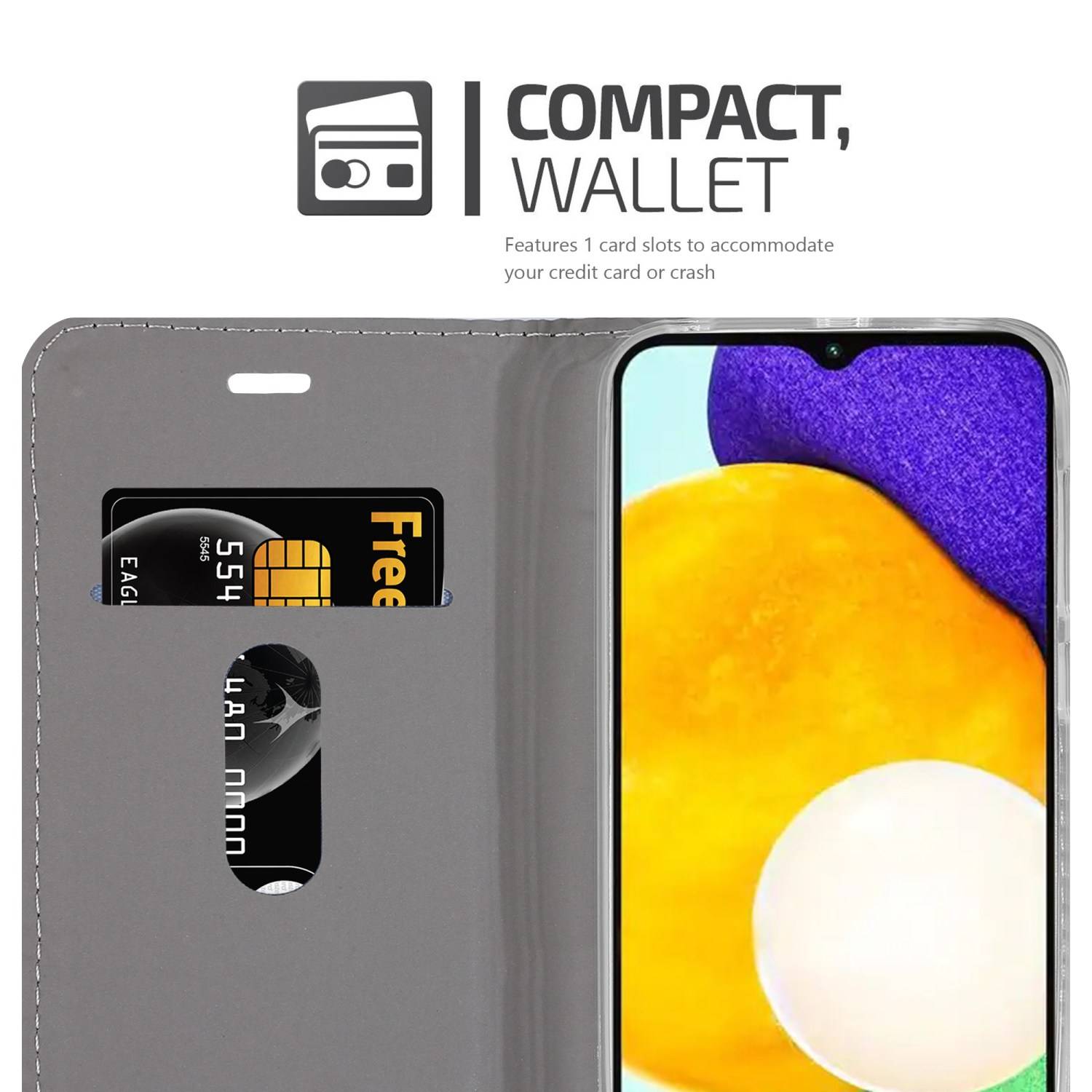 Cadorabo Hülle für Samsung Galaxy A13 5G Schutzhülle in Grau Handy Hülle Etui Book Case Cover