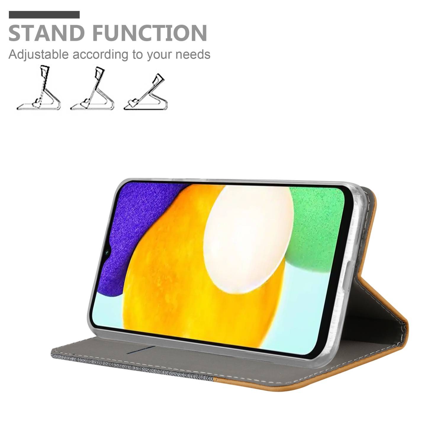 Cadorabo Hülle für Samsung Galaxy A13 5G Schutzhülle in Grau Handy Hülle Etui Book Case Cover