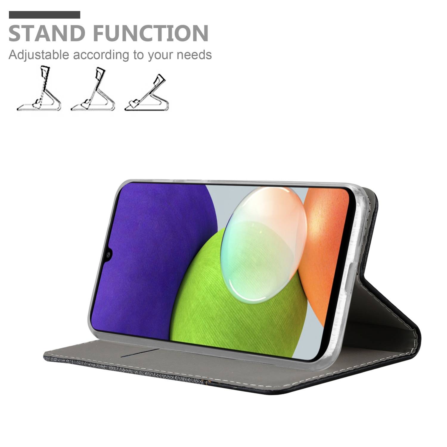 Cadorabo Hülle für Samsung Galaxy A22 4G / M22 / M32 4G Schutzhülle in Grau Handy Hülle Etui Book Case Cover