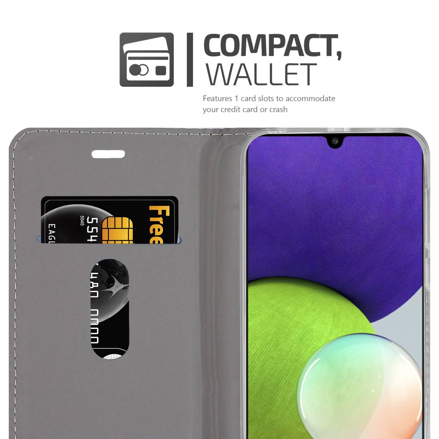 Cadorabo Hülle für Samsung Galaxy A22 4G / M22 / M32 4G Schutzhülle in Grau Handy Hülle Etui Book Case Cover