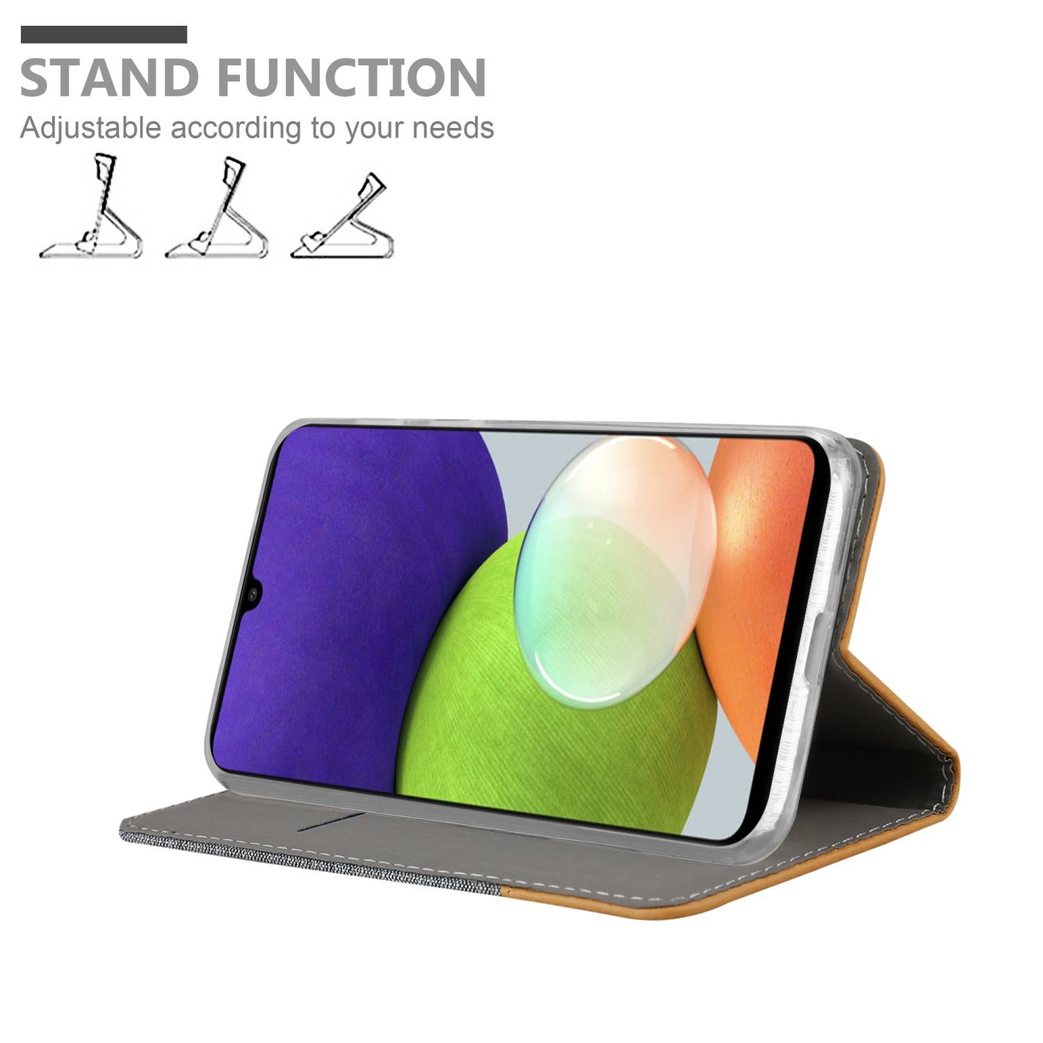 Cadorabo Hülle für Samsung Galaxy A22 4G / M22 / M32 4G Schutzhülle in Grau Handy Hülle Etui Book Case Cover