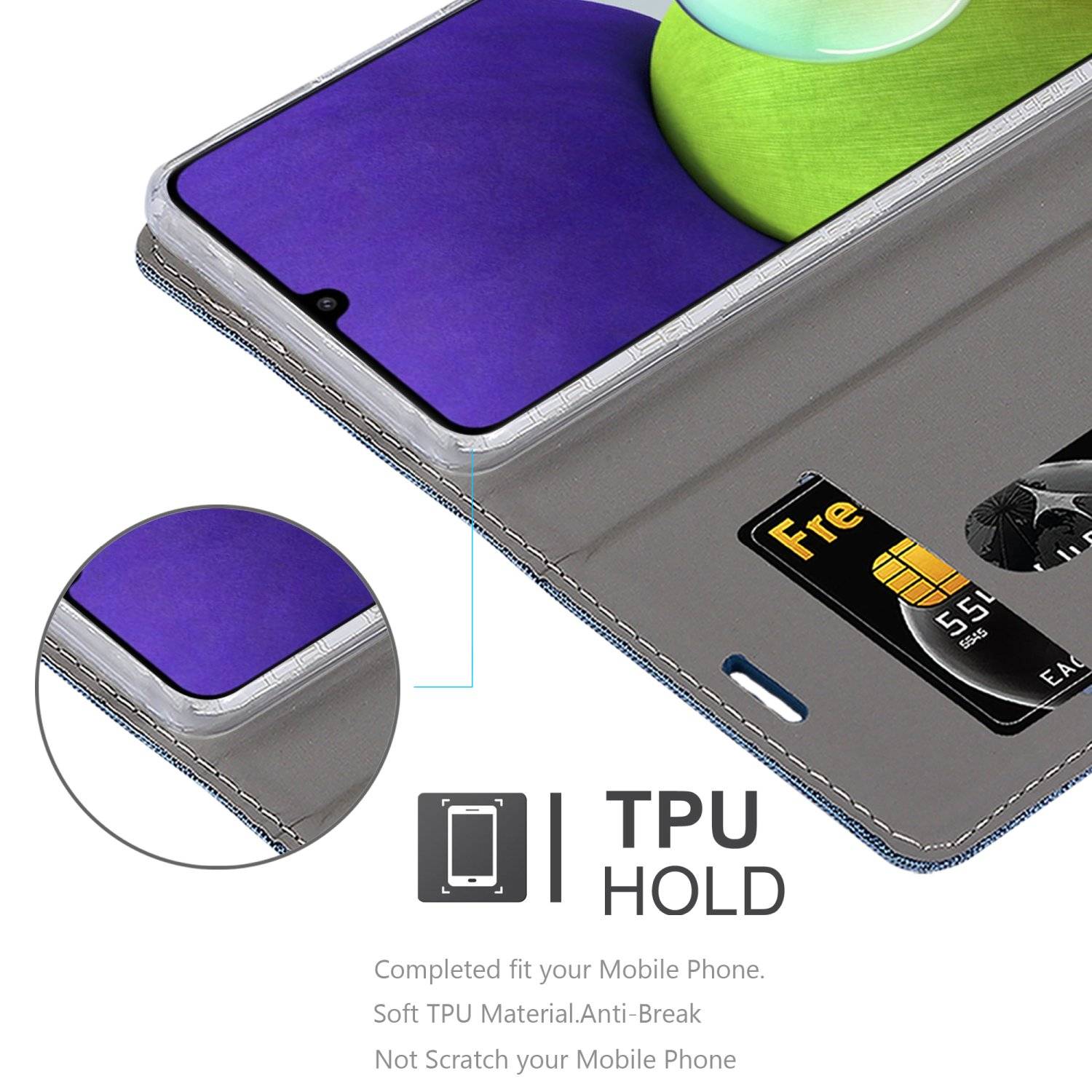 Cadorabo Hülle für Samsung Galaxy A22 4G / M22 / M32 4G Schutzhülle in Blau Handy Hülle Etui Book Case Cover