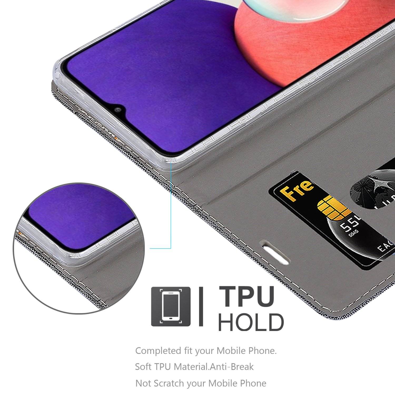 Cadorabo Hülle für Samsung Galaxy A22 5G Schutzhülle in Grau Handy Hülle Etui Book Case Cover