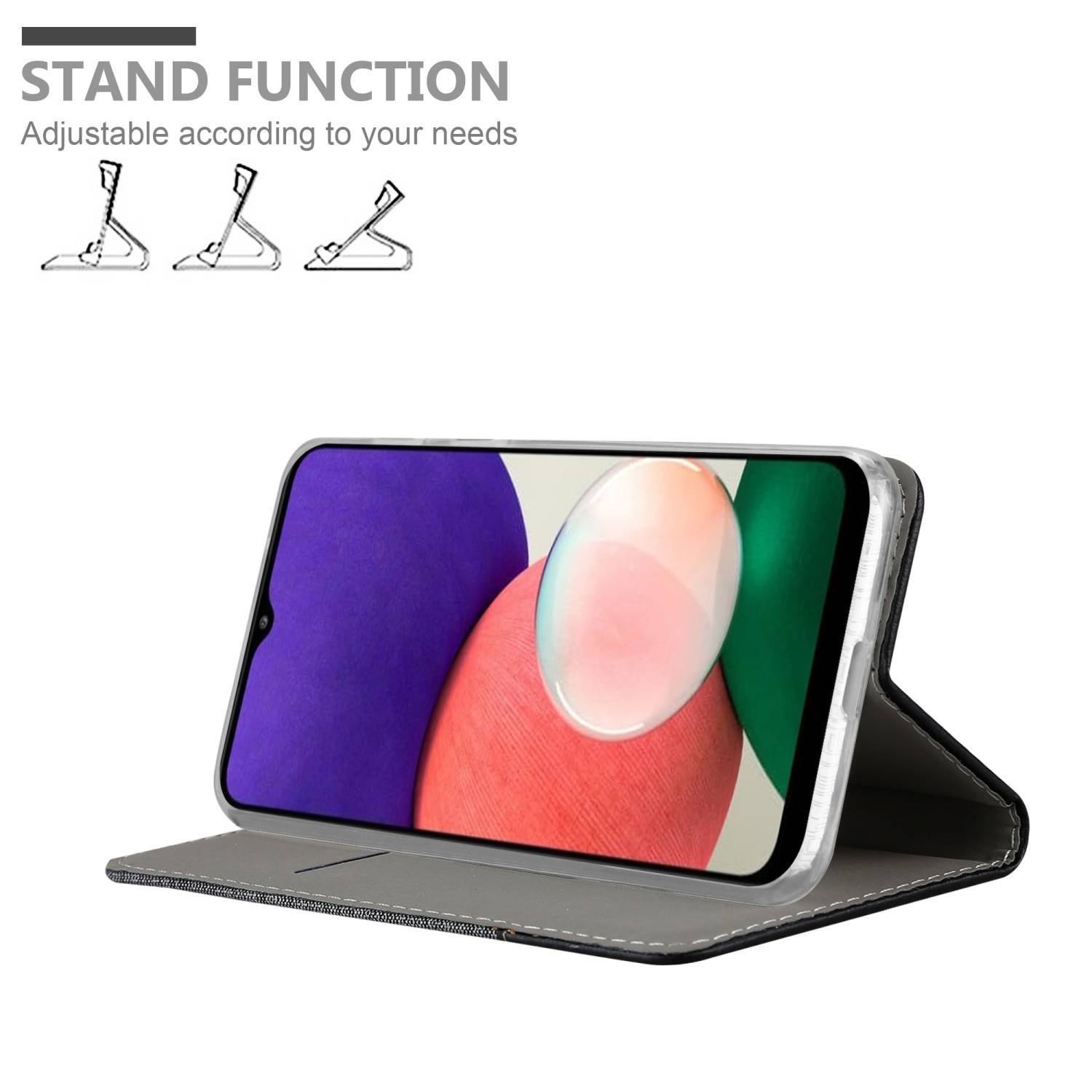 Cadorabo Hülle für Samsung Galaxy A22 5G Schutzhülle in Grau Handy Hülle Etui Book Case Cover
