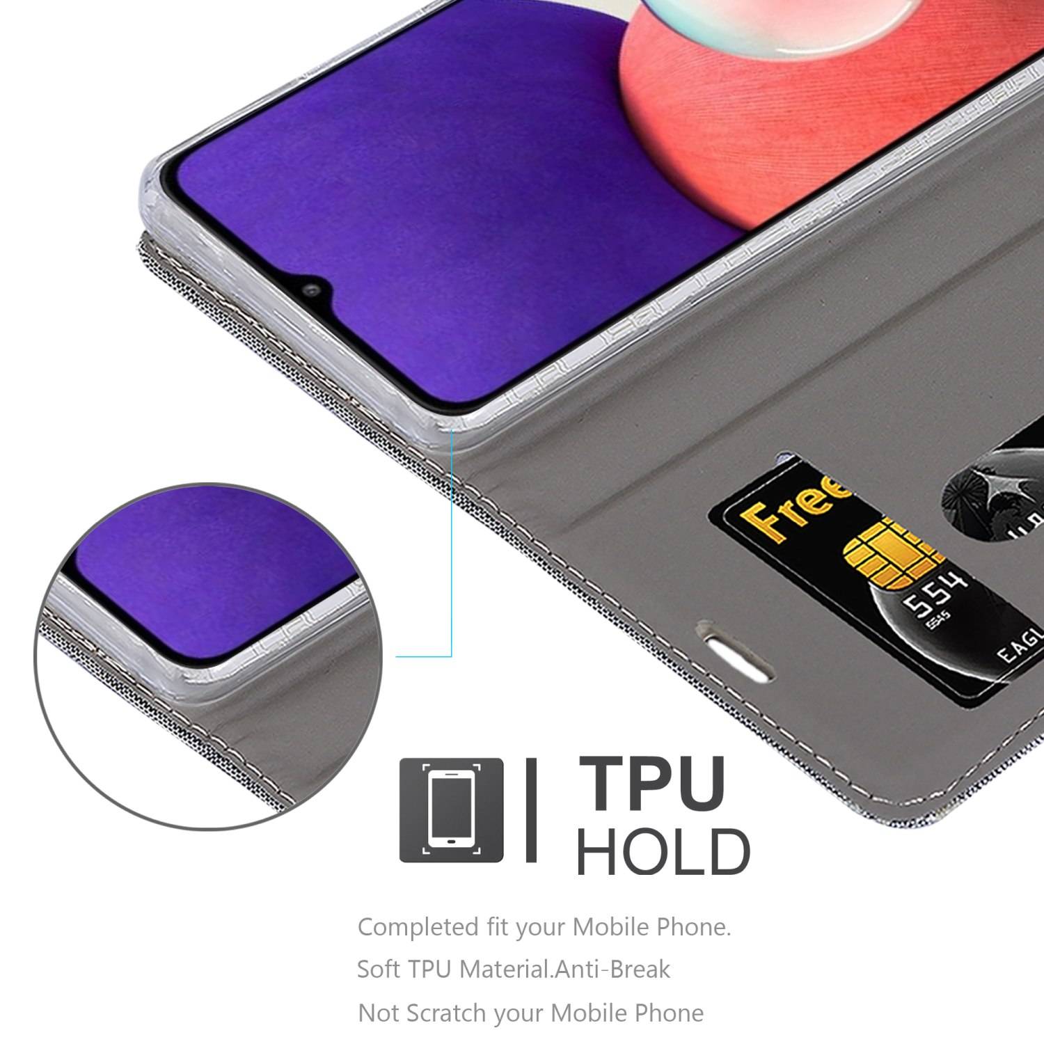 Cadorabo Hülle für Samsung Galaxy A22 5G Schutzhülle in Grau Handy Hülle Etui Book Case Cover