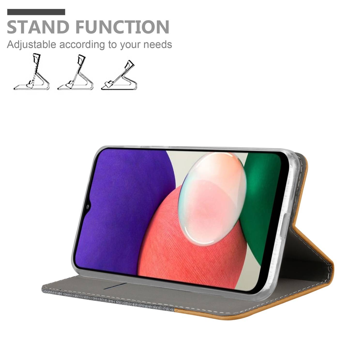 Cadorabo Hülle für Samsung Galaxy A22 5G Schutzhülle in Grau Handy Hülle Etui Book Case Cover