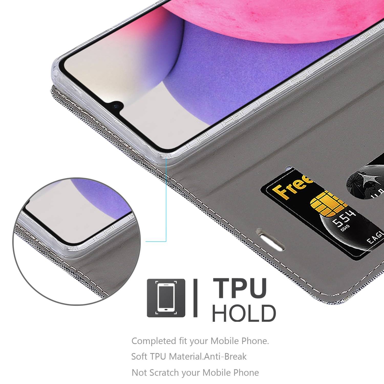 Cadorabo Hülle für Samsung Galaxy A33 5G Schutzhülle in Grau Handy Hülle Etui Book Case Cover