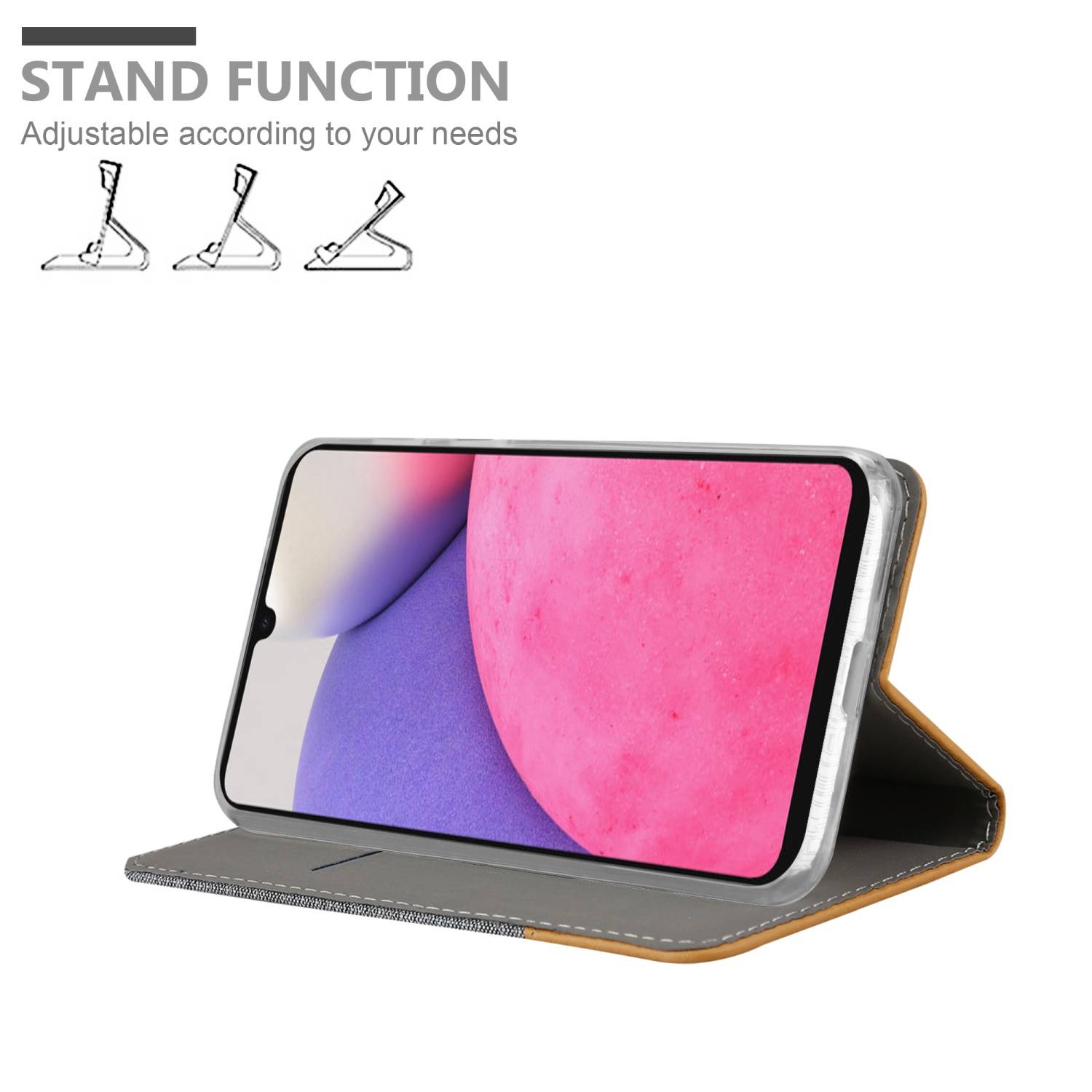 Cadorabo Hülle für Samsung Galaxy A33 5G Schutzhülle in Grau Handy Hülle Etui Book Case Cover