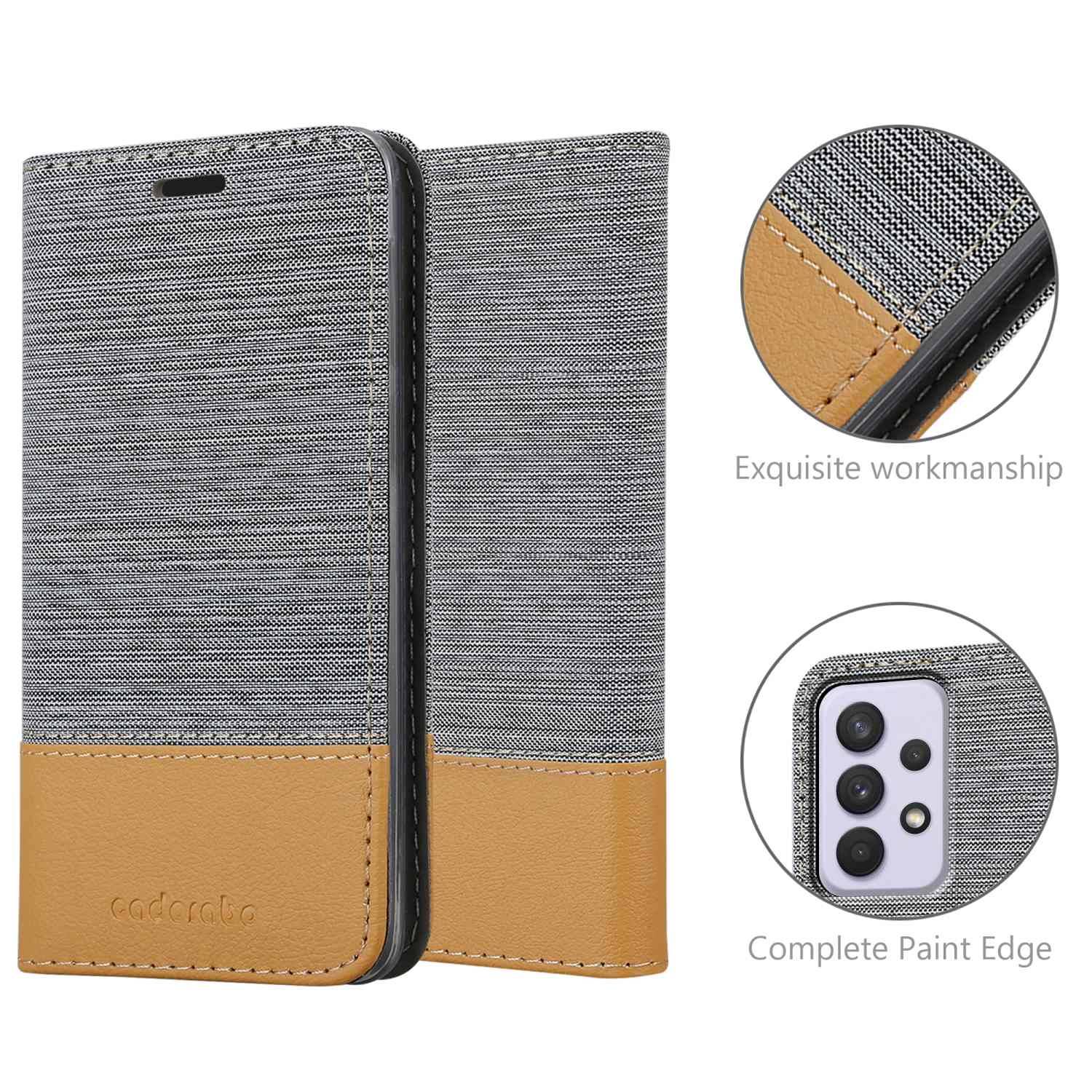 Cadorabo Hülle für Samsung Galaxy A33 5G Schutzhülle in Grau Handy Hülle Etui Book Case Cover