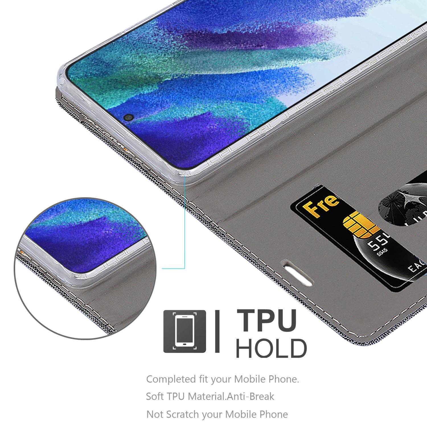Cadorabo Hülle für Samsung Galaxy S22 PLUS Schutzhülle in Grau Handy Hülle Etui Book Case Cover