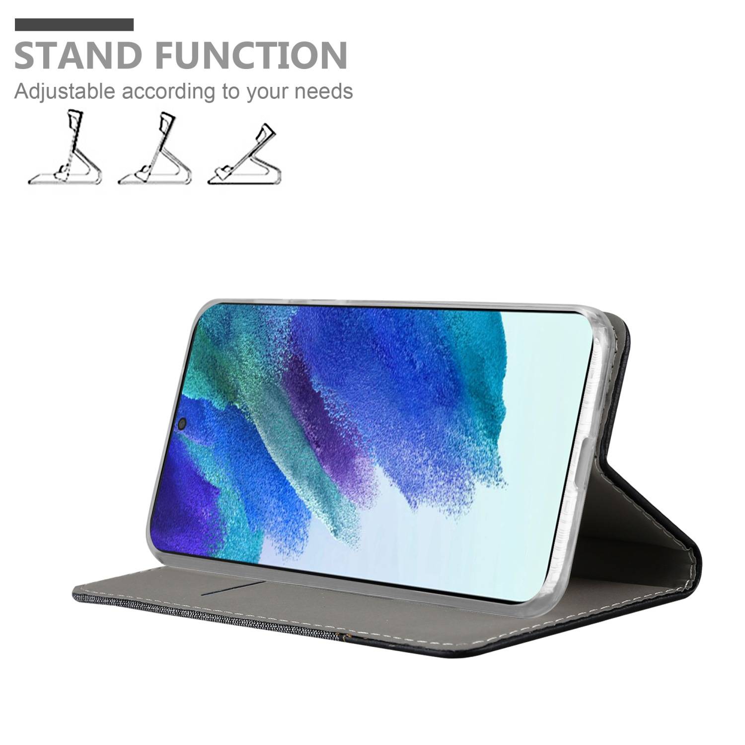 Cadorabo Hülle für Samsung Galaxy S22 PLUS Schutzhülle in Grau Handy Hülle Etui Book Case Cover
