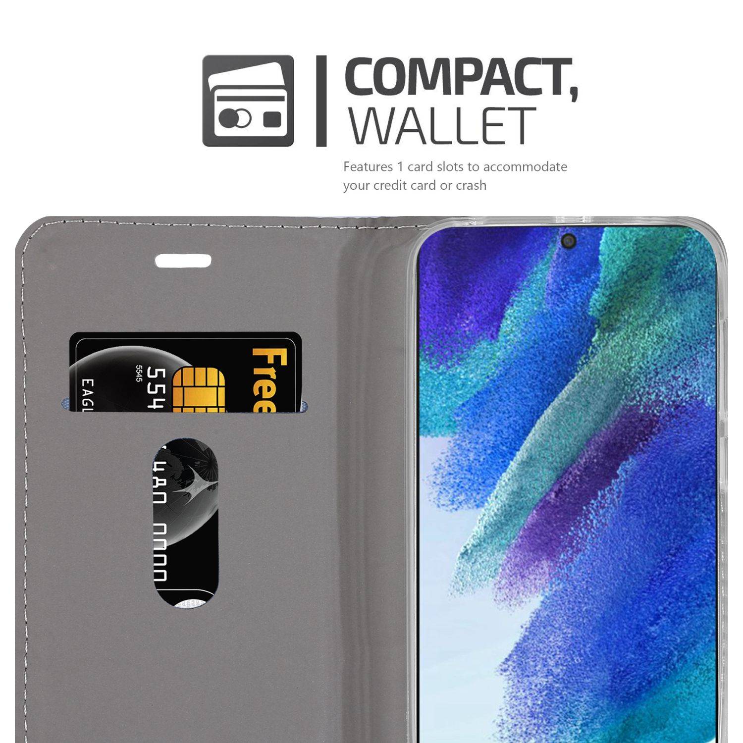 Cadorabo Hülle für Samsung Galaxy S22 PLUS Schutzhülle in Grau Handy Hülle Etui Book Case Cover