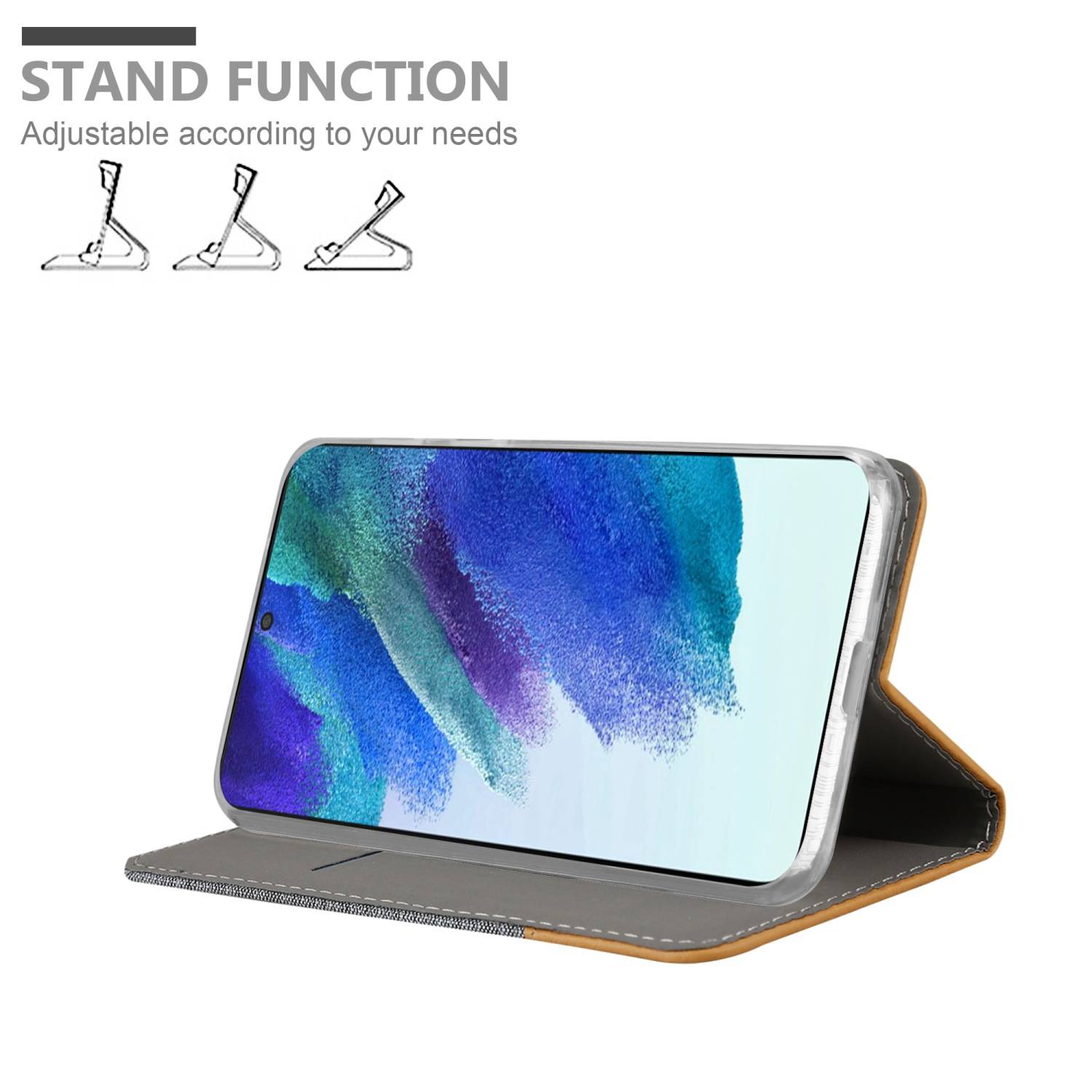 Cadorabo Hülle für Samsung Galaxy S22 PLUS Schutzhülle in Grau Handy Hülle Etui Book Case Cover