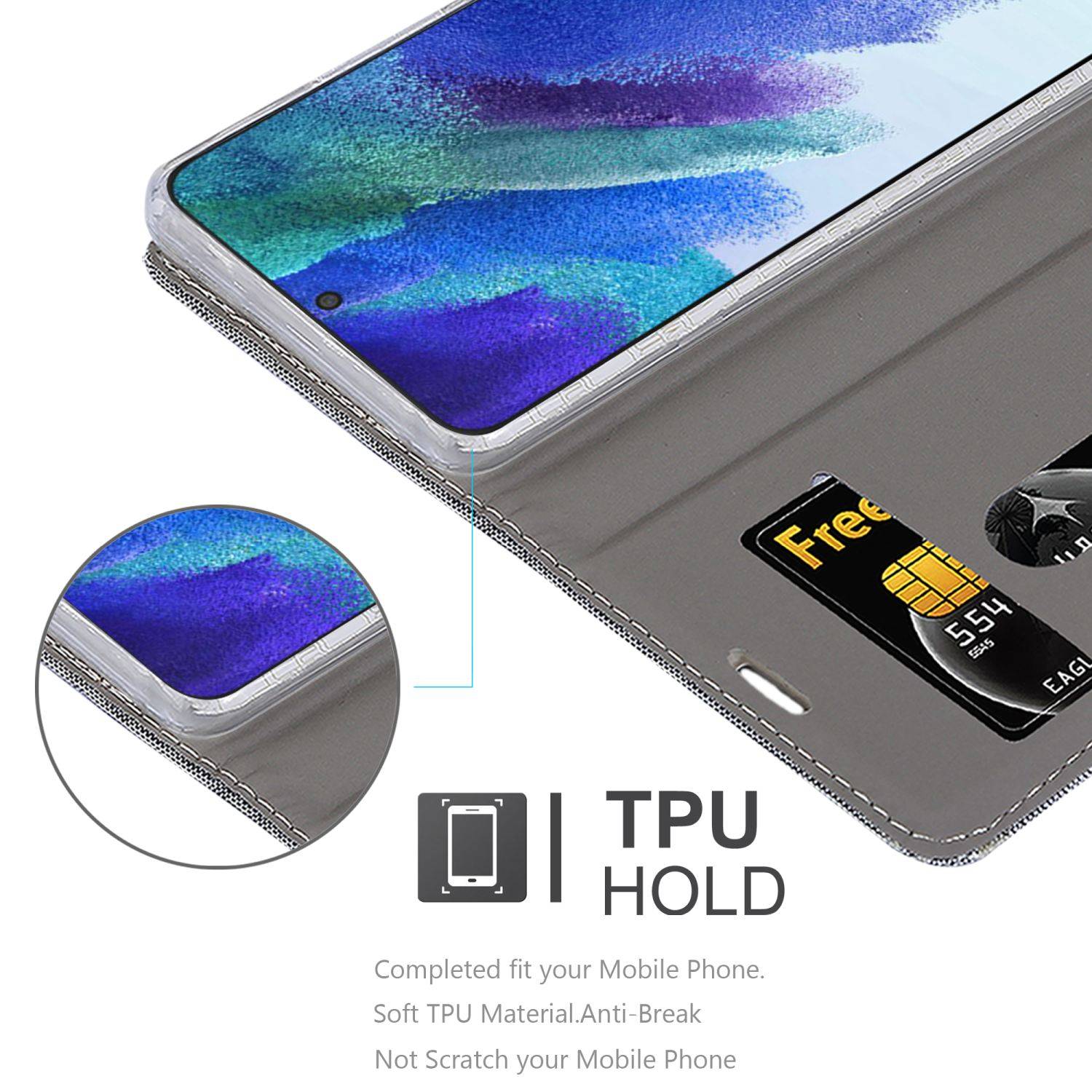 Cadorabo Hülle für Samsung Galaxy S22 PLUS Schutzhülle in Grau Handy Hülle Etui Book Case Cover