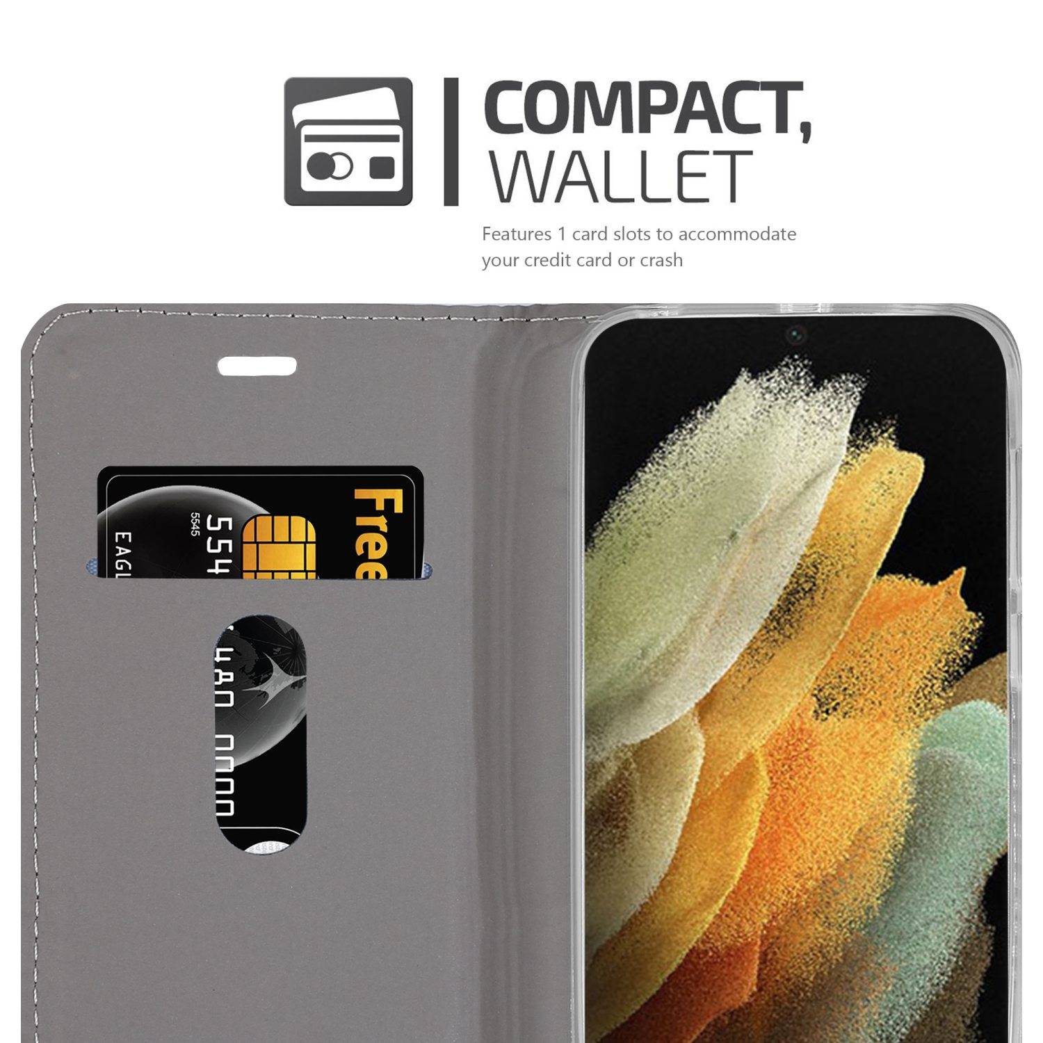 Cadorabo Hülle für Samsung Galaxy S22 ULTRA Schutzhülle in Grau Handy Hülle Etui Book Case Cover