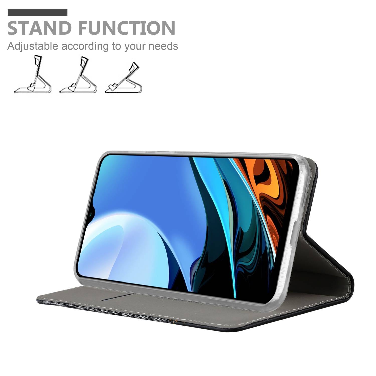 Cadorabo Hülle für Xiaomi RedMi 9T / POCO M3 Schutzhülle in Grau Handy Hülle Etui Book Case Cover