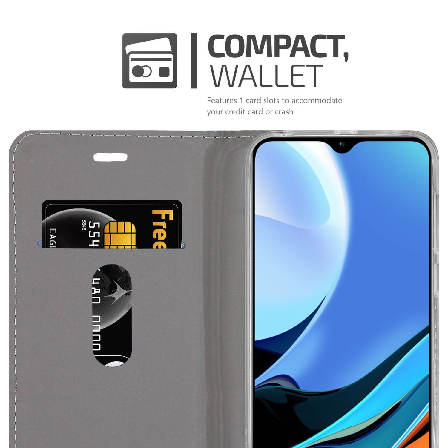 Cadorabo Hülle für Xiaomi RedMi 9T / POCO M3 Schutzhülle in Grau Handy Hülle Etui Book Case Cover