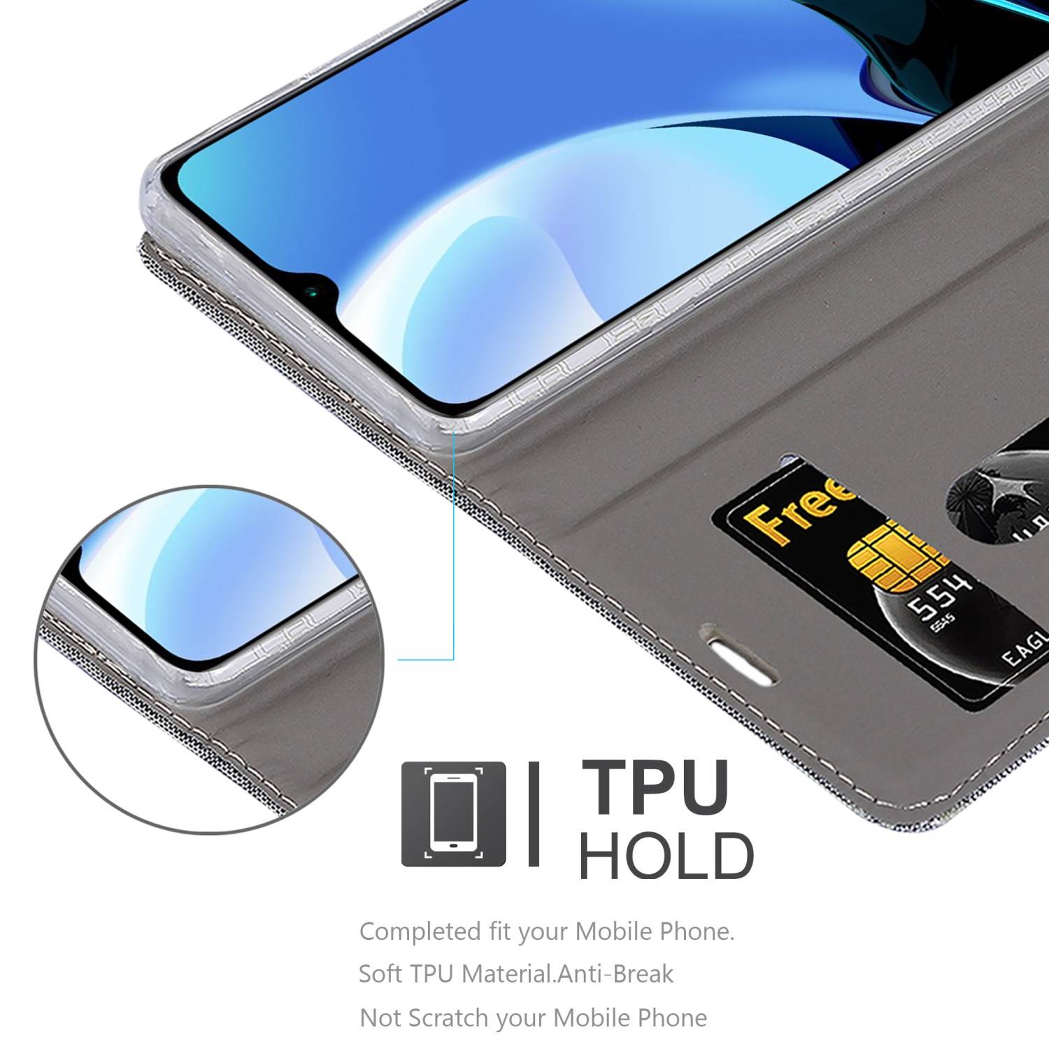 Cadorabo Hülle für Xiaomi RedMi 9T / POCO M3 Schutzhülle in Grau Handy Hülle Etui Book Case Cover