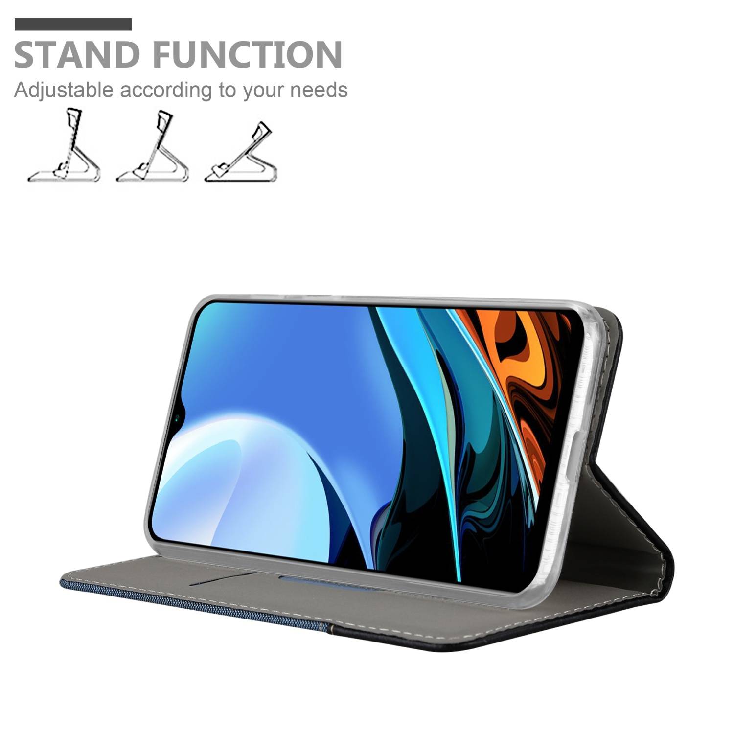 Cadorabo Hülle für Xiaomi RedMi 9T / POCO M3 Schutzhülle in Blau Handy Hülle Etui Book Case Cover