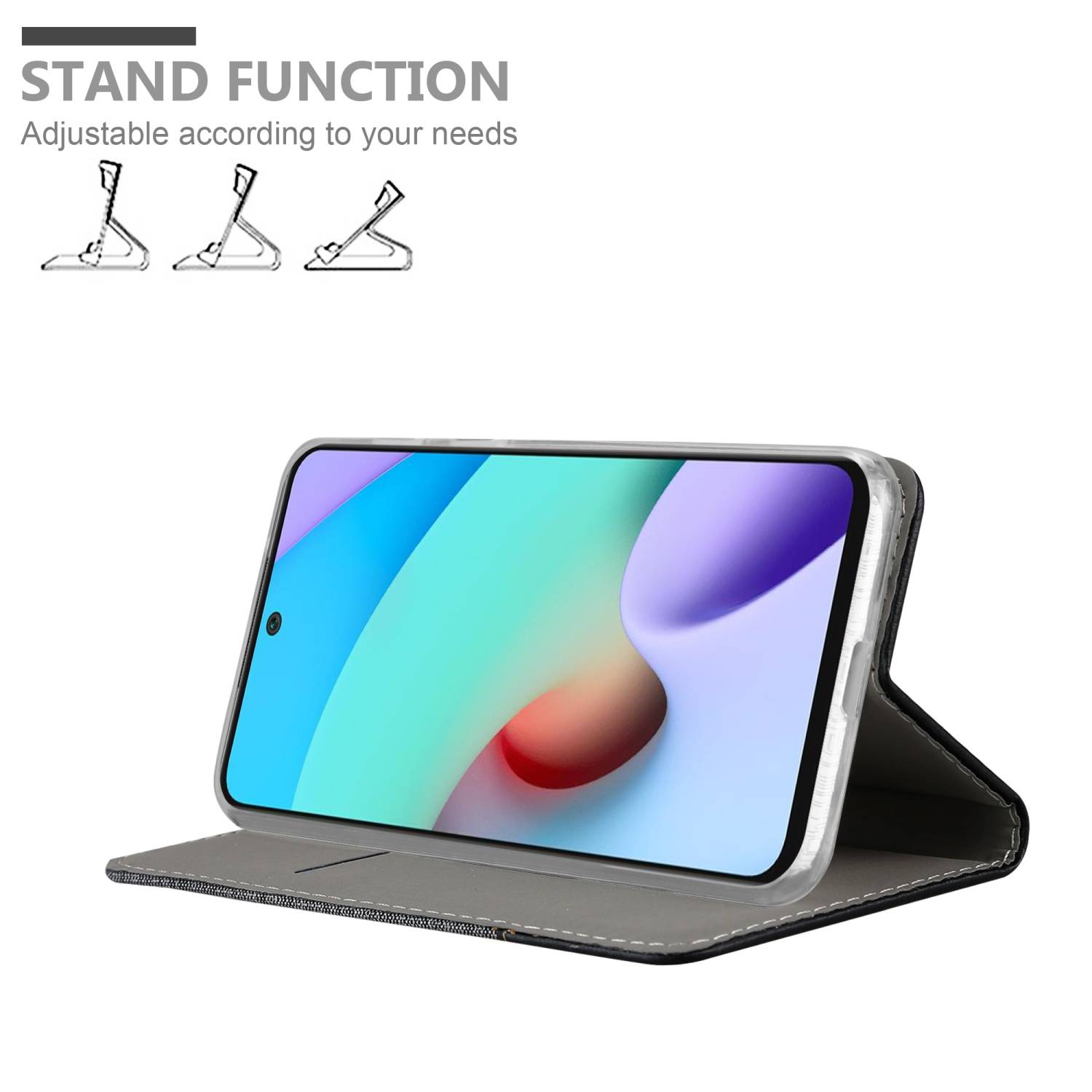 Cadorabo Hülle für Xiaomi RedMi 10 / RedMi NOTE 11 4G Schutzhülle in Grau Handy Hülle Etui Book Case Cover