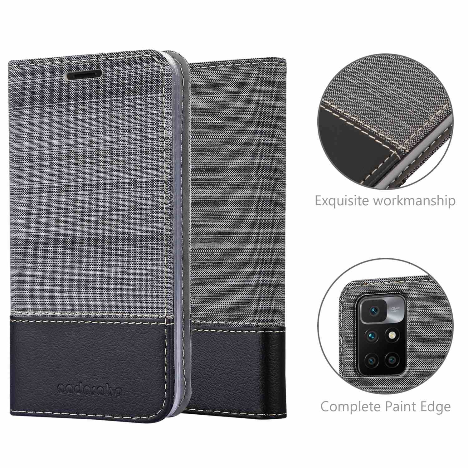 Cadorabo Hülle für Xiaomi RedMi 10 / RedMi NOTE 11 4G Schutzhülle in Grau Handy Hülle Etui Book Case Cover