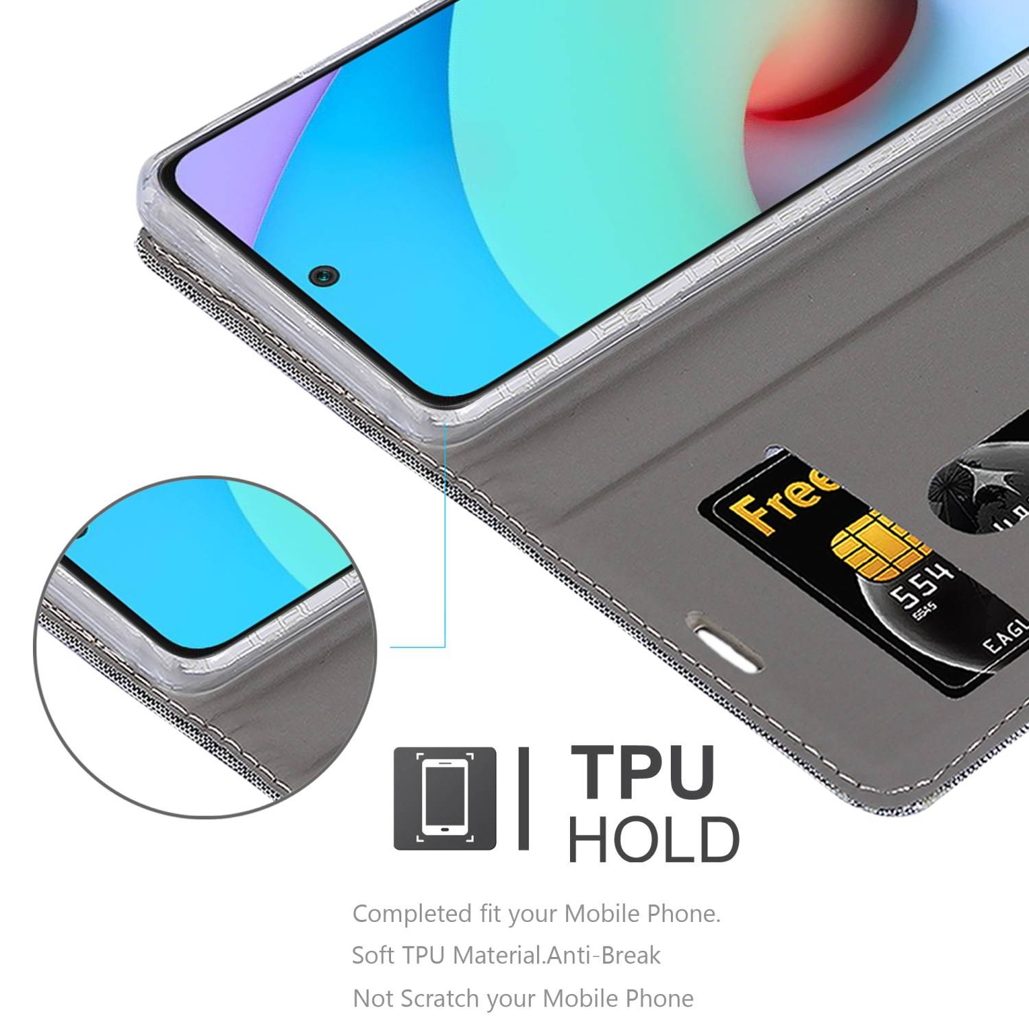 Cadorabo Hülle für Xiaomi RedMi 10 / RedMi NOTE 11 4G Schutzhülle in Grau Handy Hülle Etui Book Case Cover