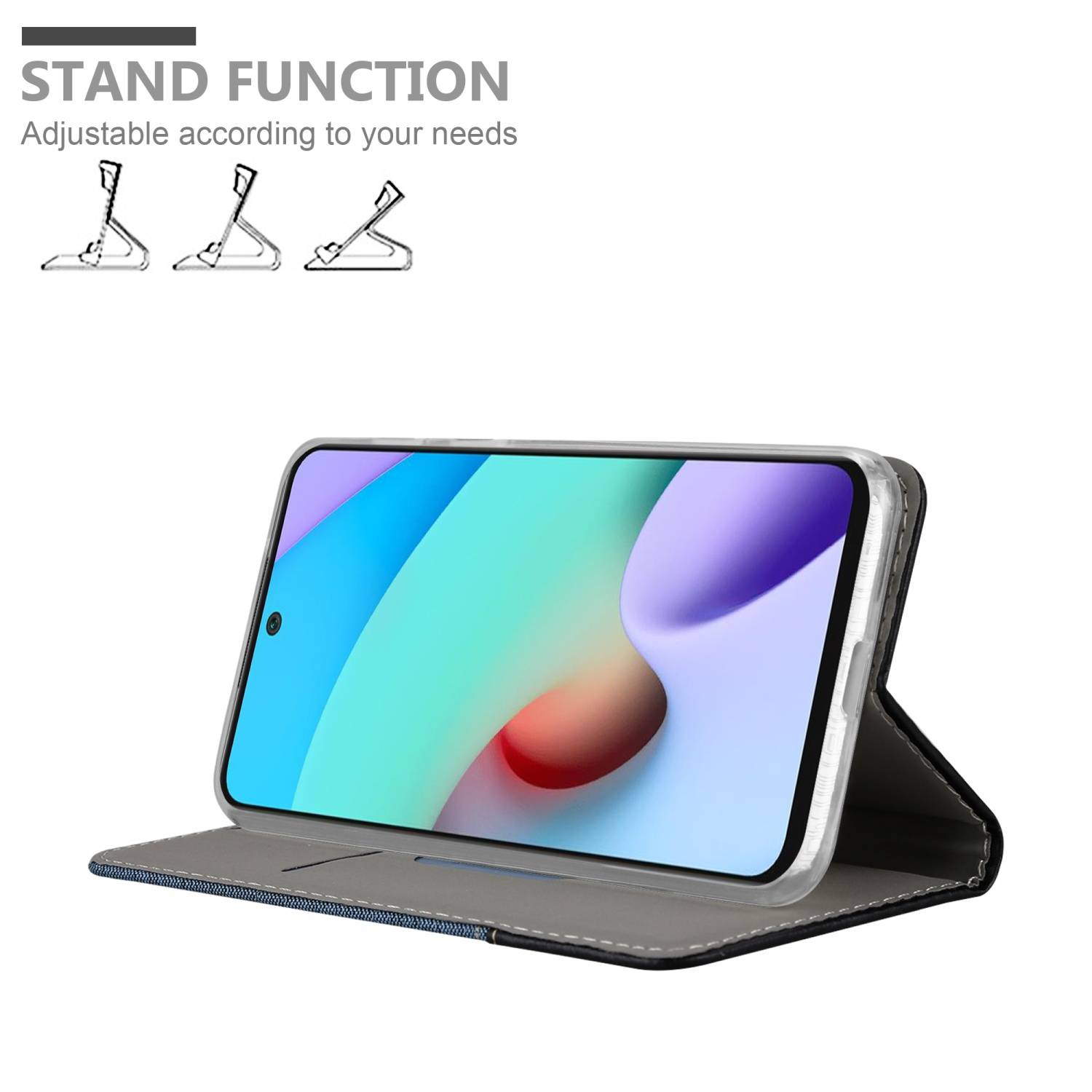 Cadorabo Hülle für Xiaomi RedMi 10 / RedMi NOTE 11 4G Schutzhülle in Blau Handy Hülle Etui Book Case Cover