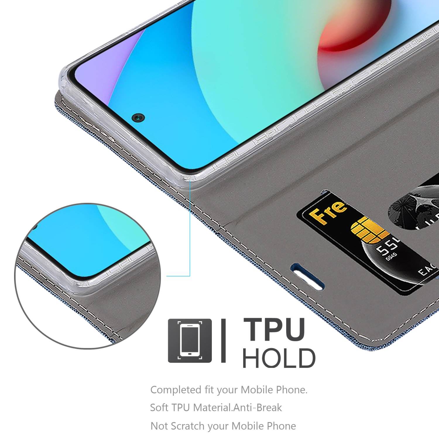 Cadorabo Hülle für Xiaomi RedMi 10 / RedMi NOTE 11 4G Schutzhülle in Blau Handy Hülle Etui Book Case Cover