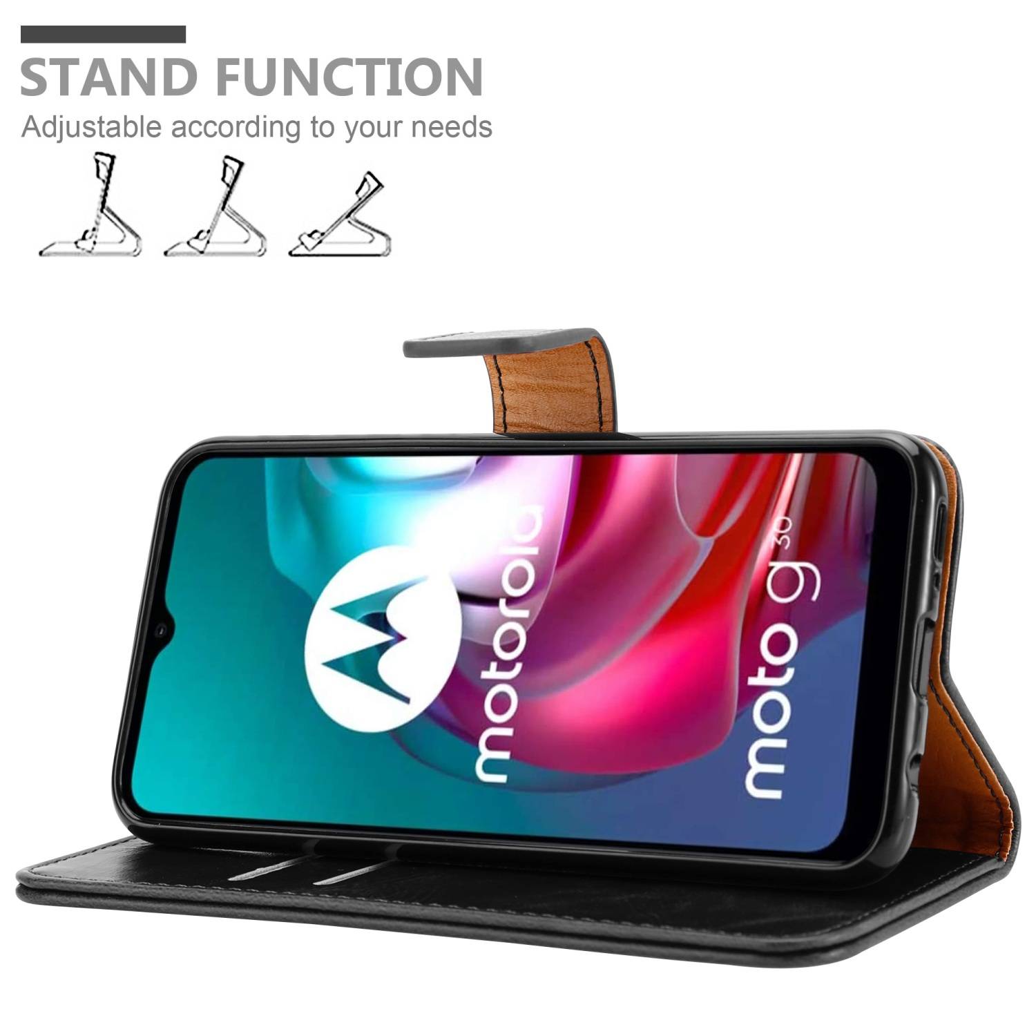 Cadorabo Hülle für Motorola MOTO G10 / G30 Schutzhülle in Schwarz Handyhülle Book Tasche Case Etui Luxury