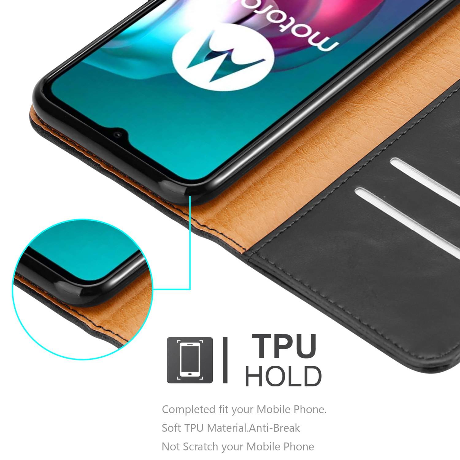 Cadorabo Hülle für Motorola MOTO G10 / G30 Schutzhülle in Schwarz Handyhülle Book Tasche Case Etui Luxury