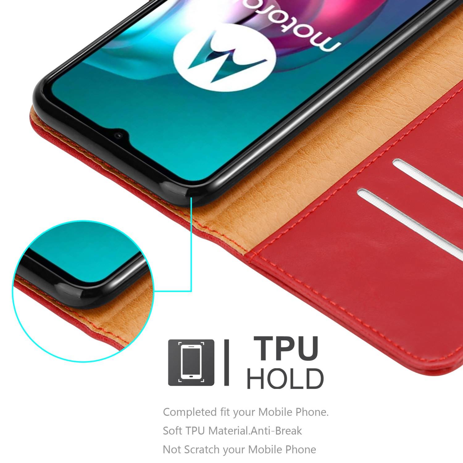 Cadorabo Hülle für Motorola MOTO G10 / G30 Schutzhülle in Rot Handyhülle Book Tasche Case Etui Luxury