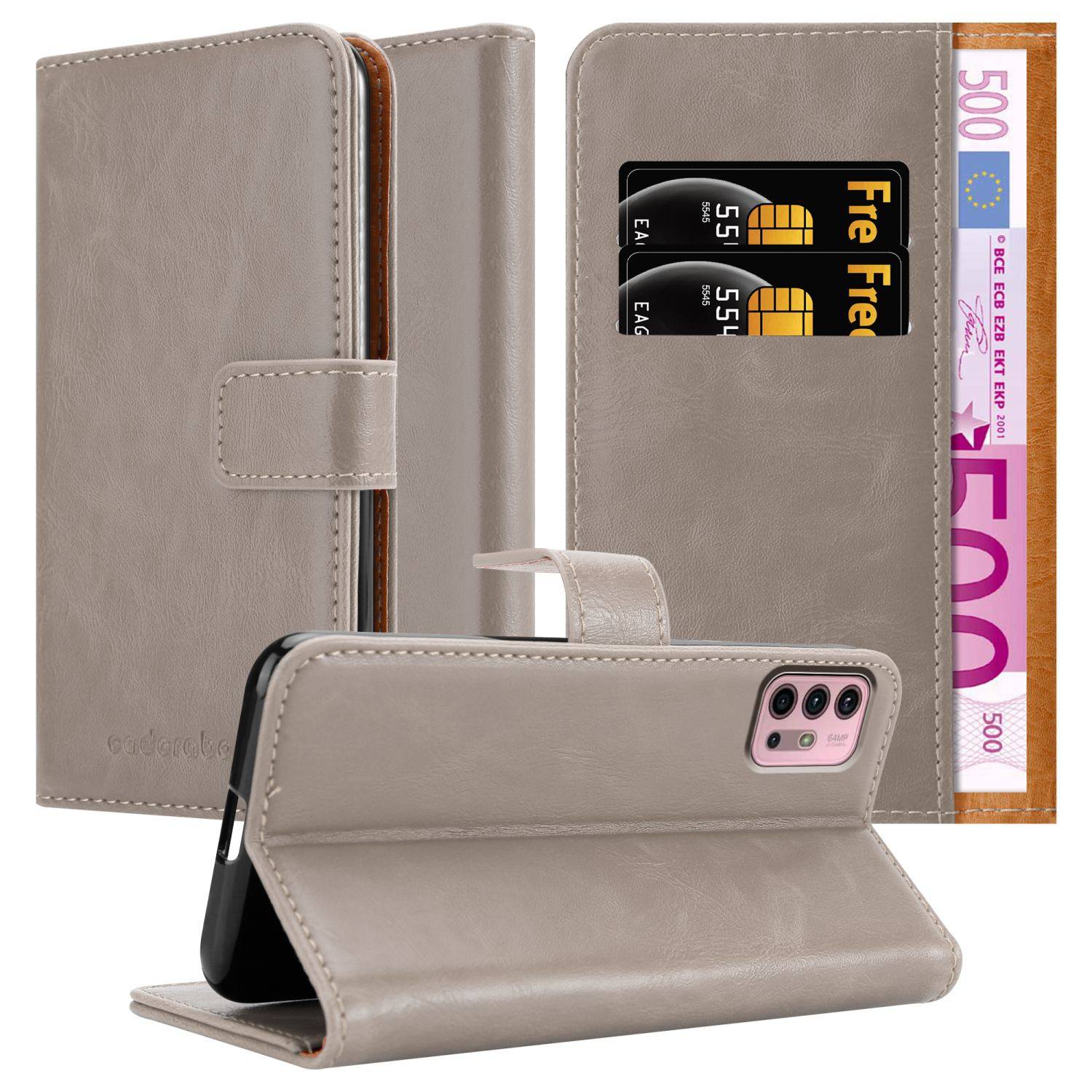 Cadorabo Hülle für Motorola MOTO G10 / G30 Schutzhülle in Braun Handyhülle Book Tasche Case Etui Luxury