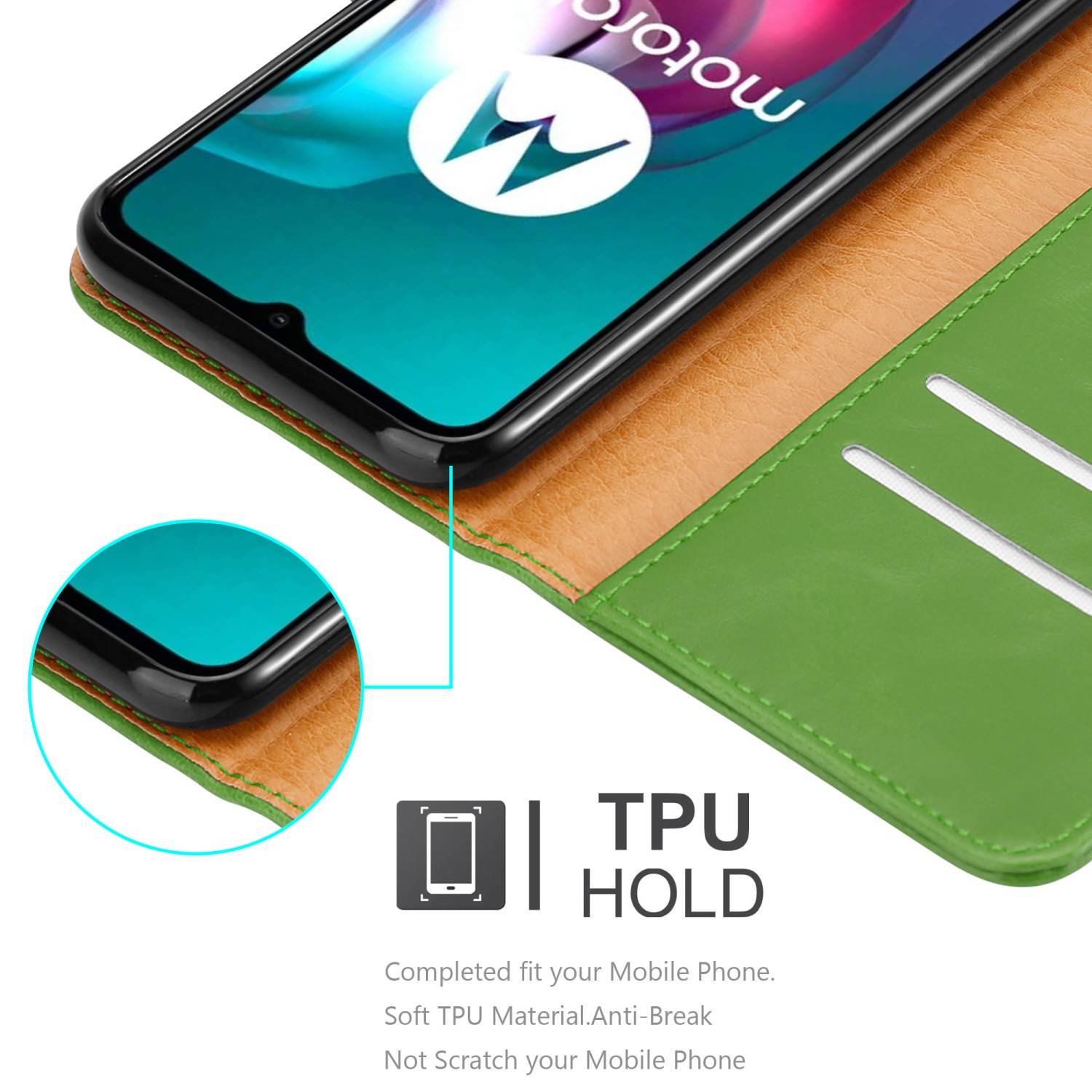 Cadorabo Hülle für Motorola MOTO G10 / G30 Schutzhülle in Grün Handyhülle Book Tasche Case Etui Luxury