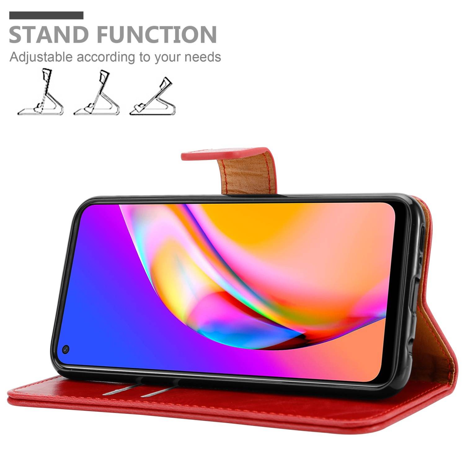 Cadorabo Hülle für Oppo A94 5G Schutzhülle in Rot Handyhülle Book Tasche Case Etui Luxury
