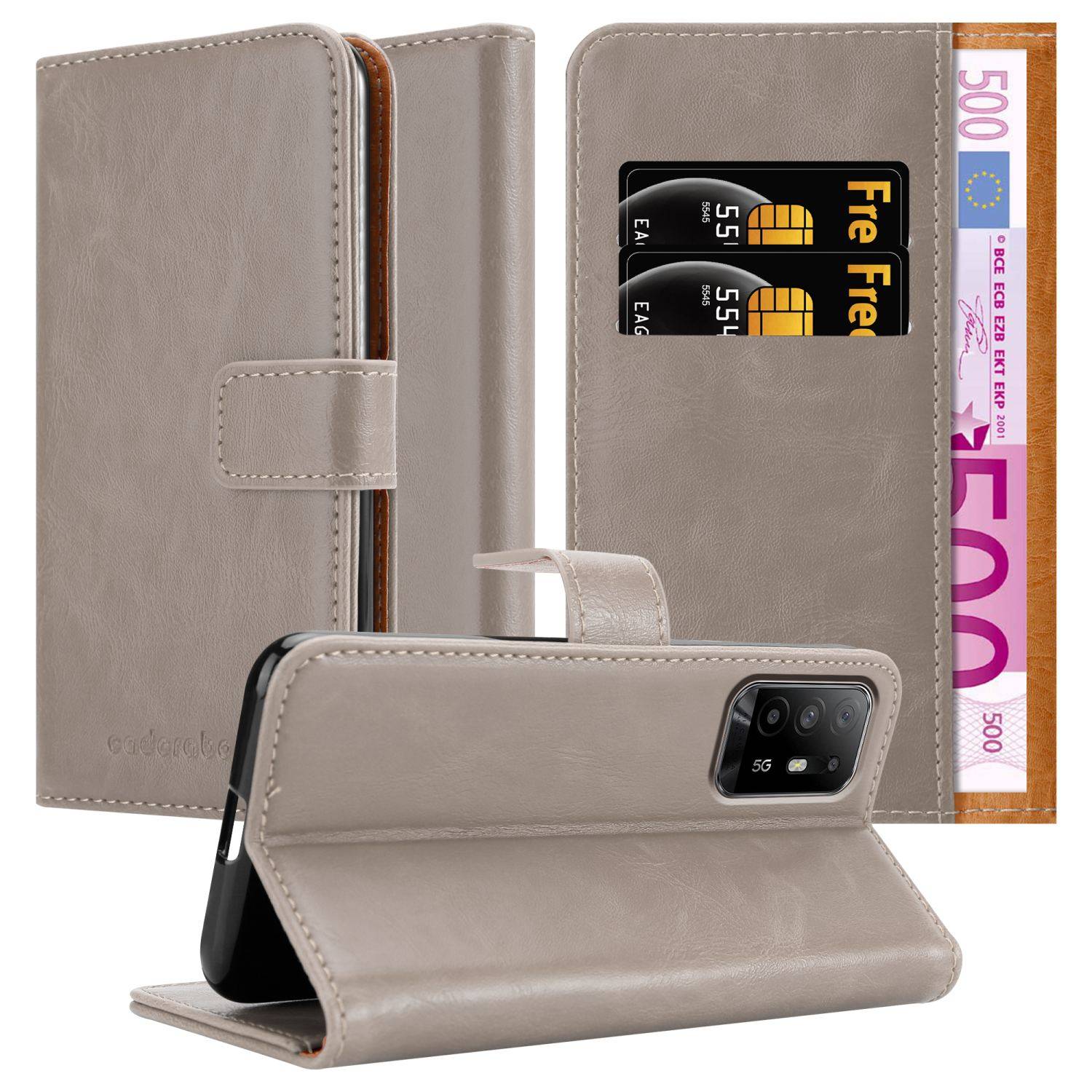 Cadorabo Hülle für Oppo A94 5G Schutzhülle in Braun Handyhülle Book Tasche Case Etui Luxury