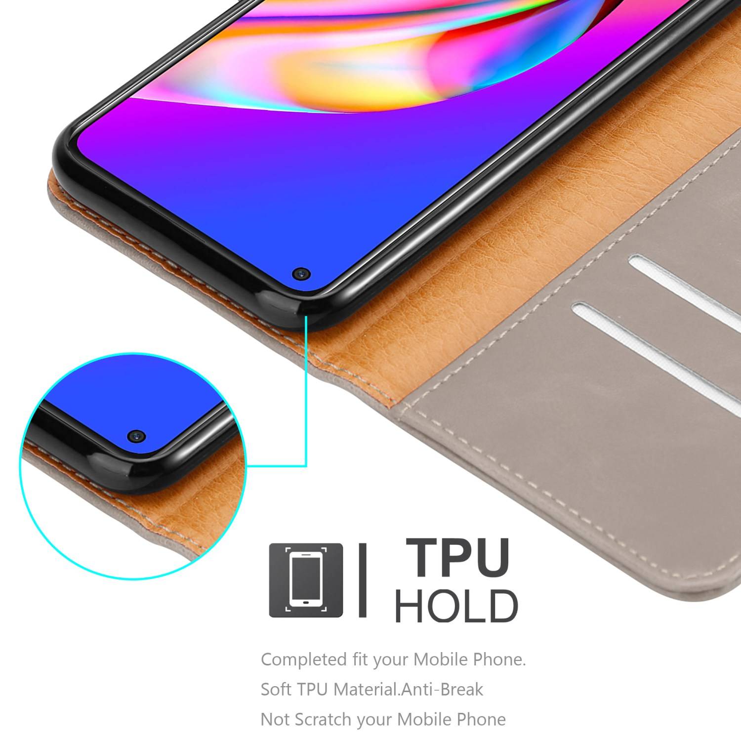 Cadorabo Hülle für Oppo A94 5G Schutzhülle in Braun Handyhülle Book Tasche Case Etui Luxury