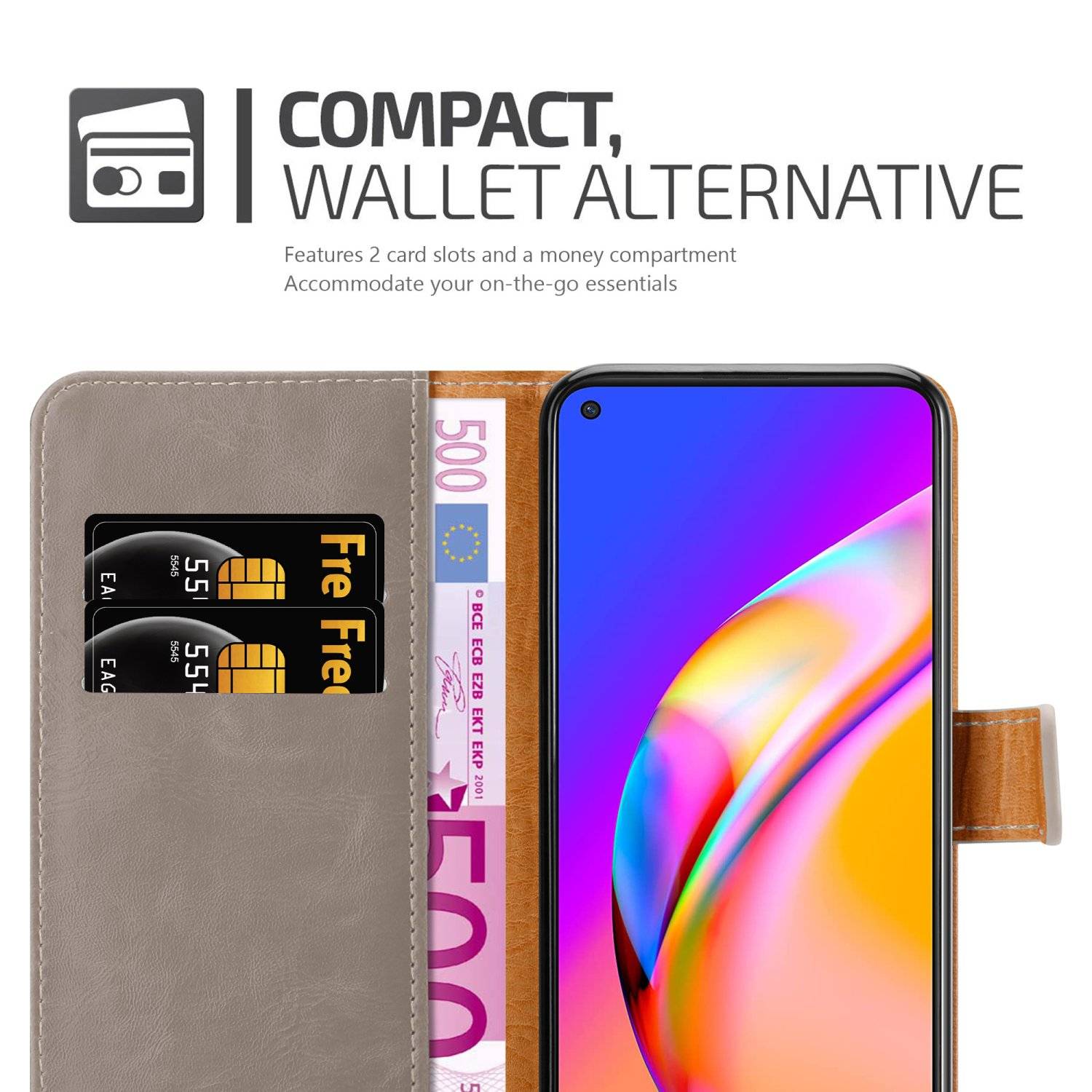 Cadorabo Hülle für Oppo A94 5G Schutzhülle in Braun Handyhülle Book Tasche Case Etui Luxury