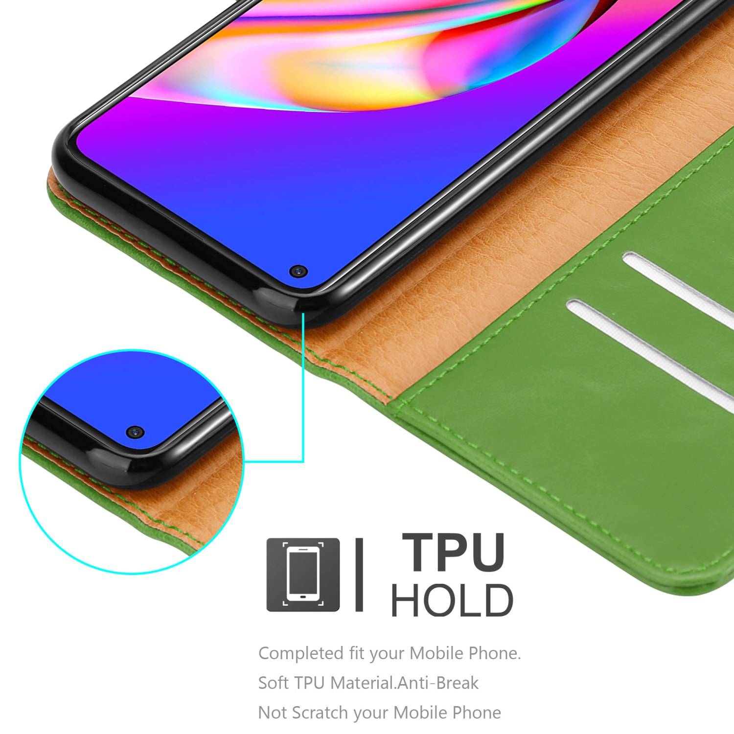 Cadorabo Hülle für Oppo A94 5G Schutzhülle in Grün Handyhülle Book Tasche Case Etui Luxury