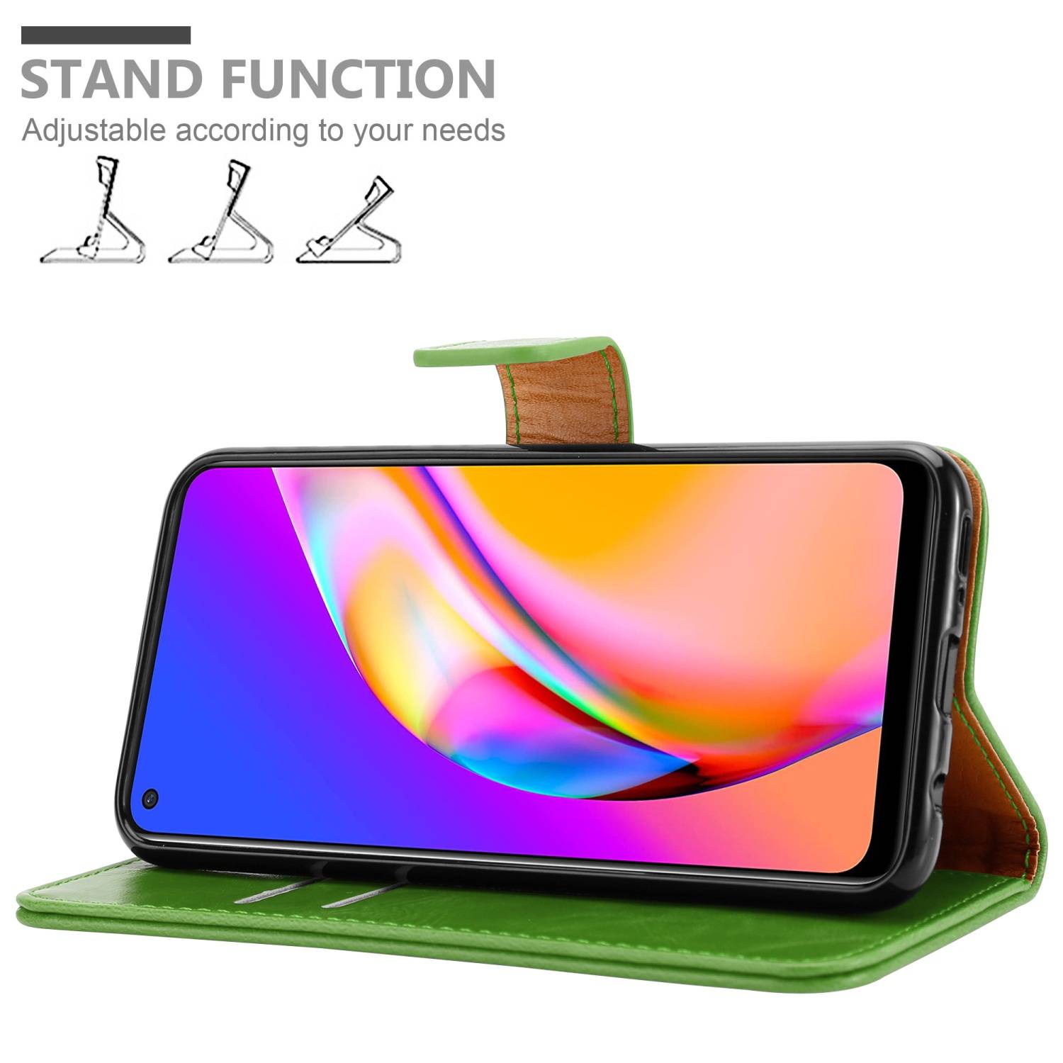 Cadorabo Hülle für Oppo A94 5G Schutzhülle in Grün Handyhülle Book Tasche Case Etui Luxury