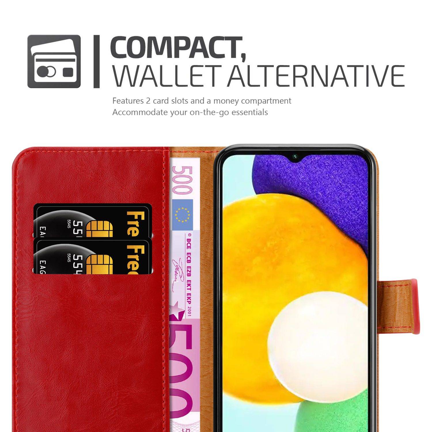 Cadorabo Hülle für Samsung Galaxy A13 5G Schutzhülle in Rot Handyhülle Book Tasche Case Etui Luxury