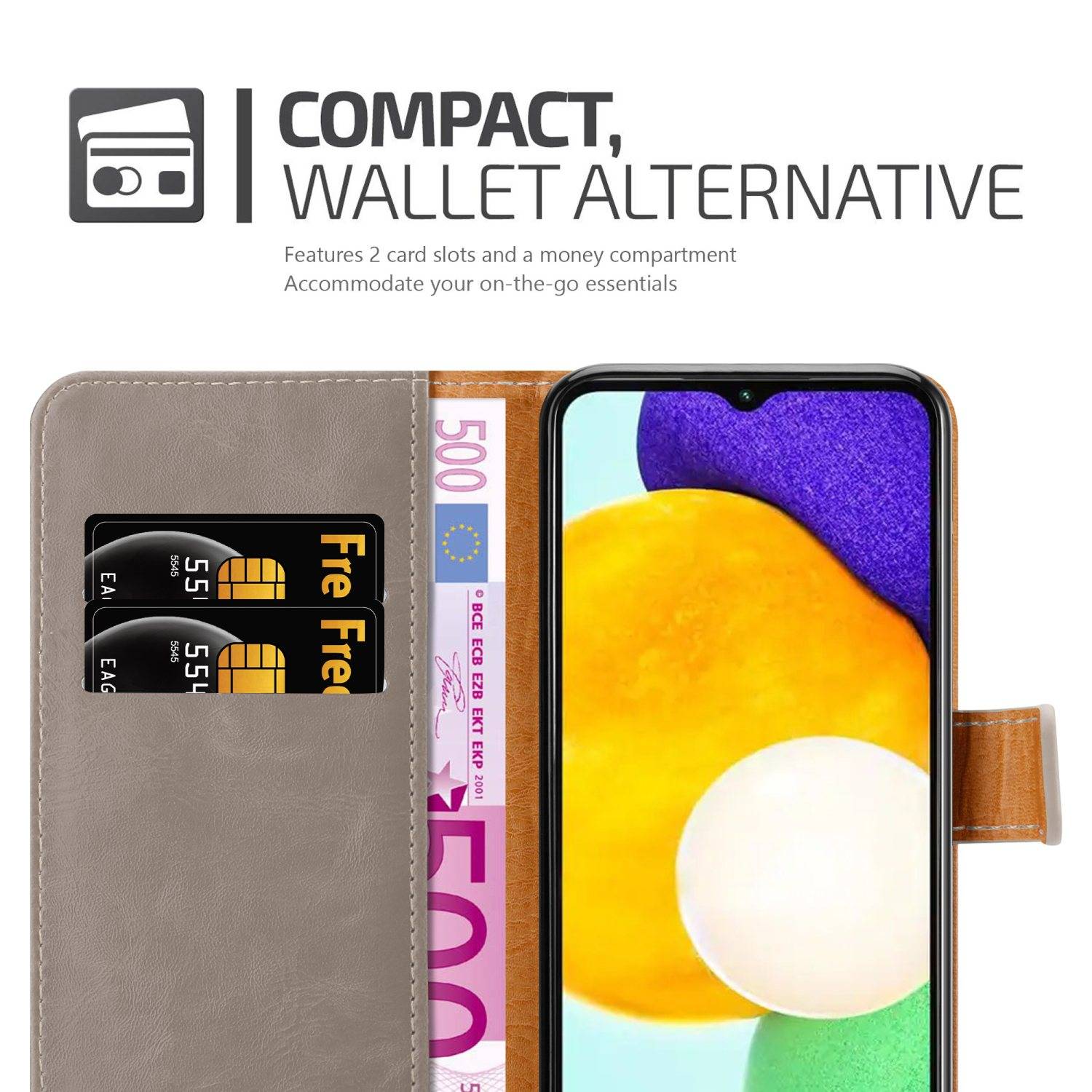 Cadorabo Hülle für Samsung Galaxy A13 5G Schutzhülle in Braun Handyhülle Book Tasche Case Etui Luxury