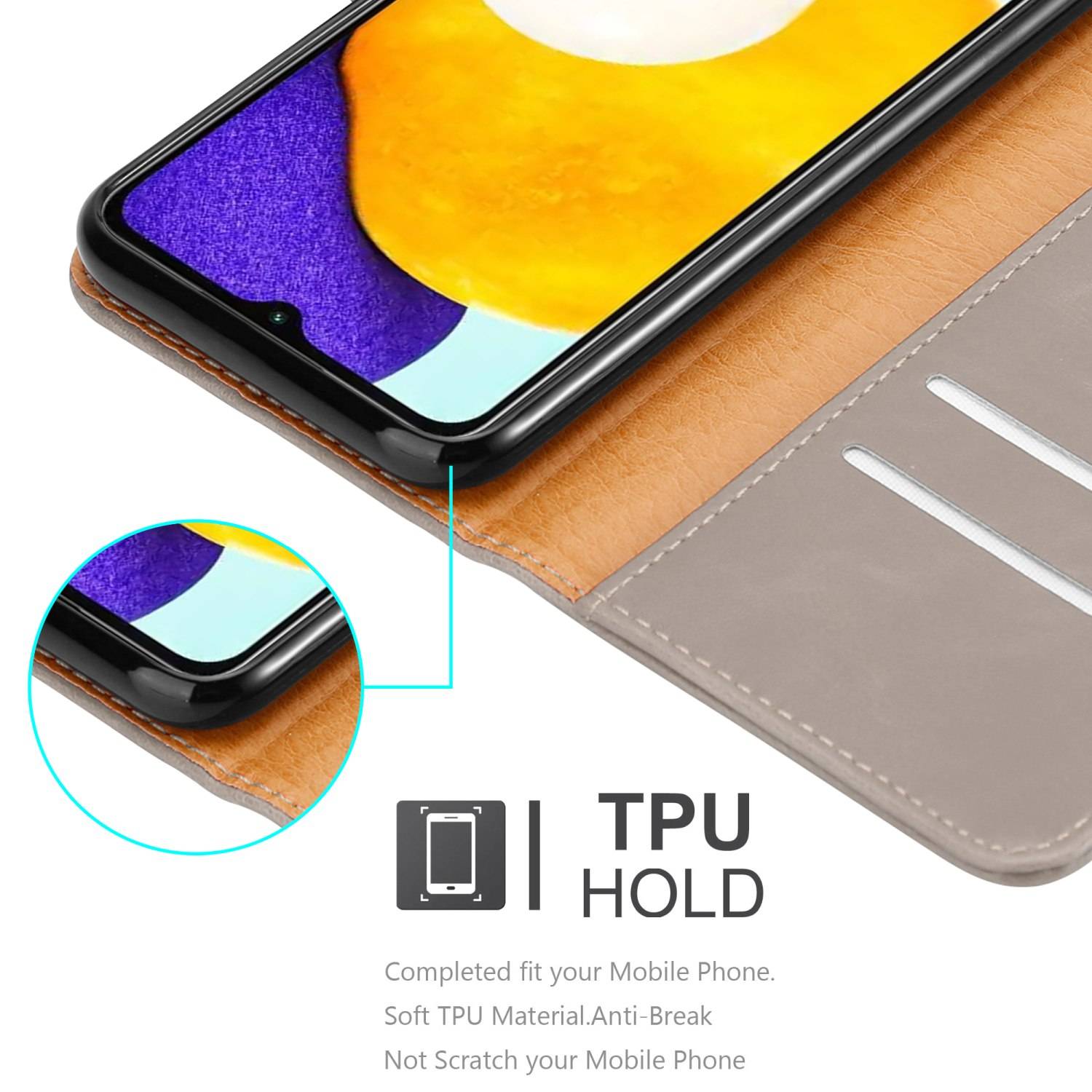 Cadorabo Hülle für Samsung Galaxy A13 5G Schutzhülle in Braun Handyhülle Book Tasche Case Etui Luxury