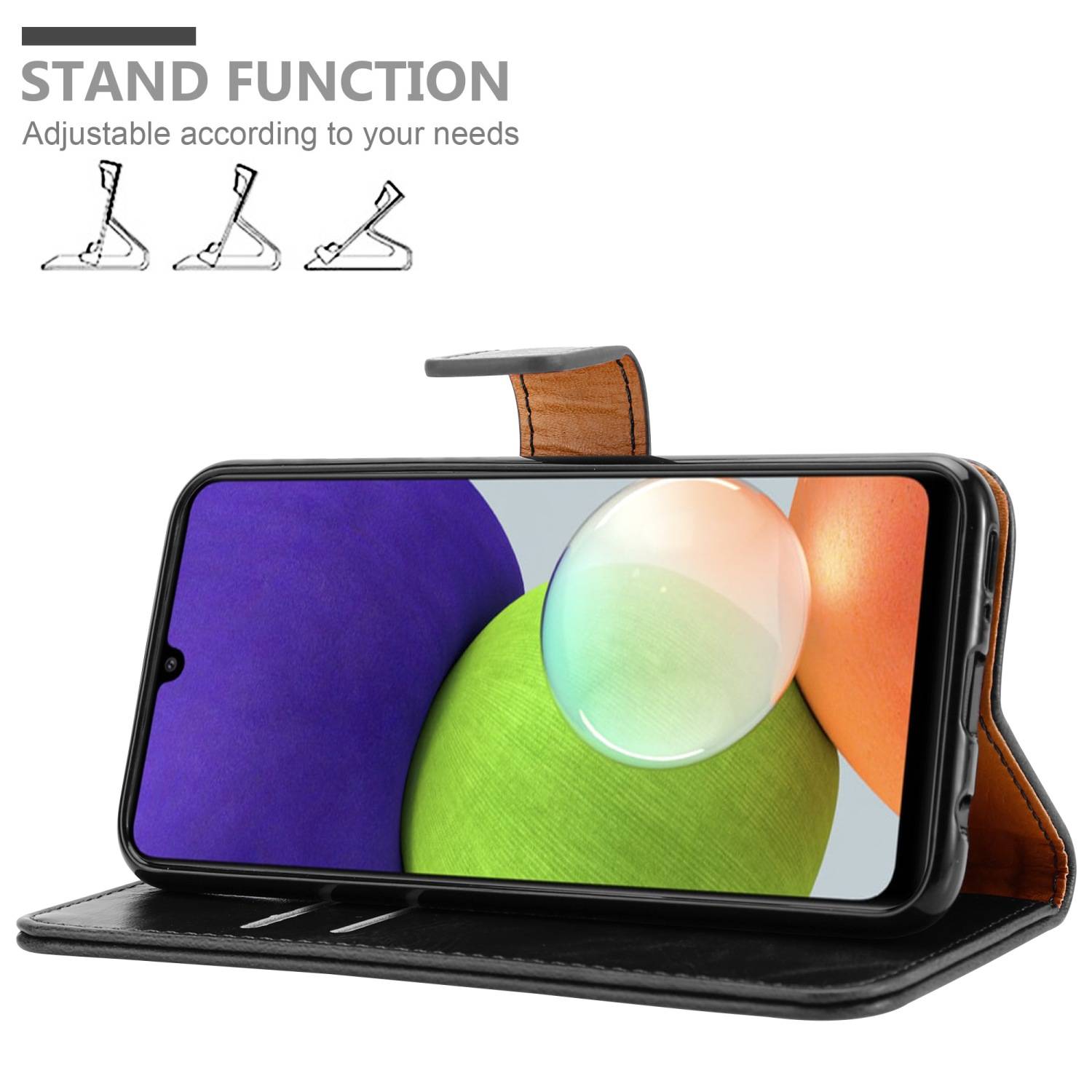 Cadorabo Hülle für Samsung Galaxy A22 4G / M22 / M32 4G Schutzhülle in Schwarz Handyhülle Book Tasche Case Etui Luxury