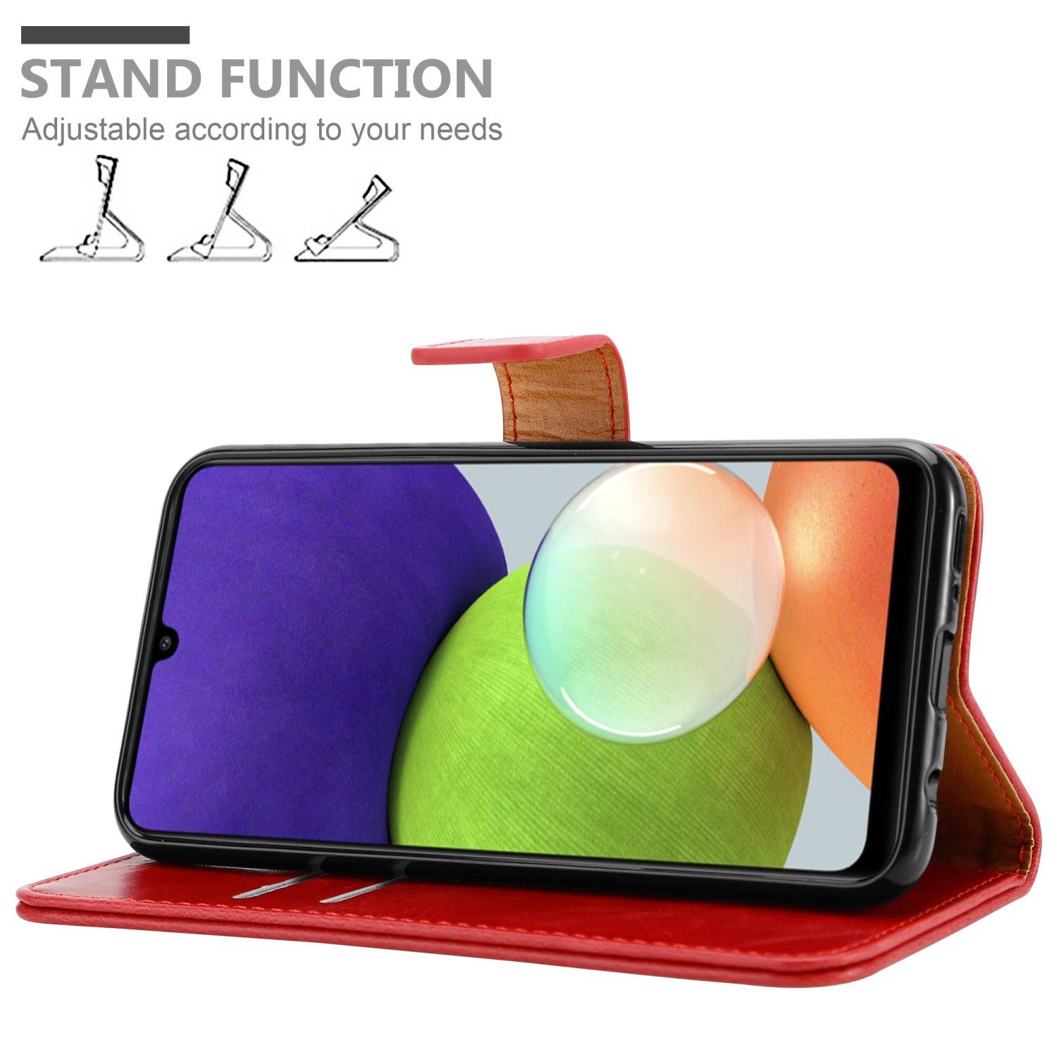 Cadorabo Hülle für Samsung Galaxy A22 4G / M22 / M32 4G Schutzhülle in Rot Handyhülle Book Tasche Case Etui Luxury