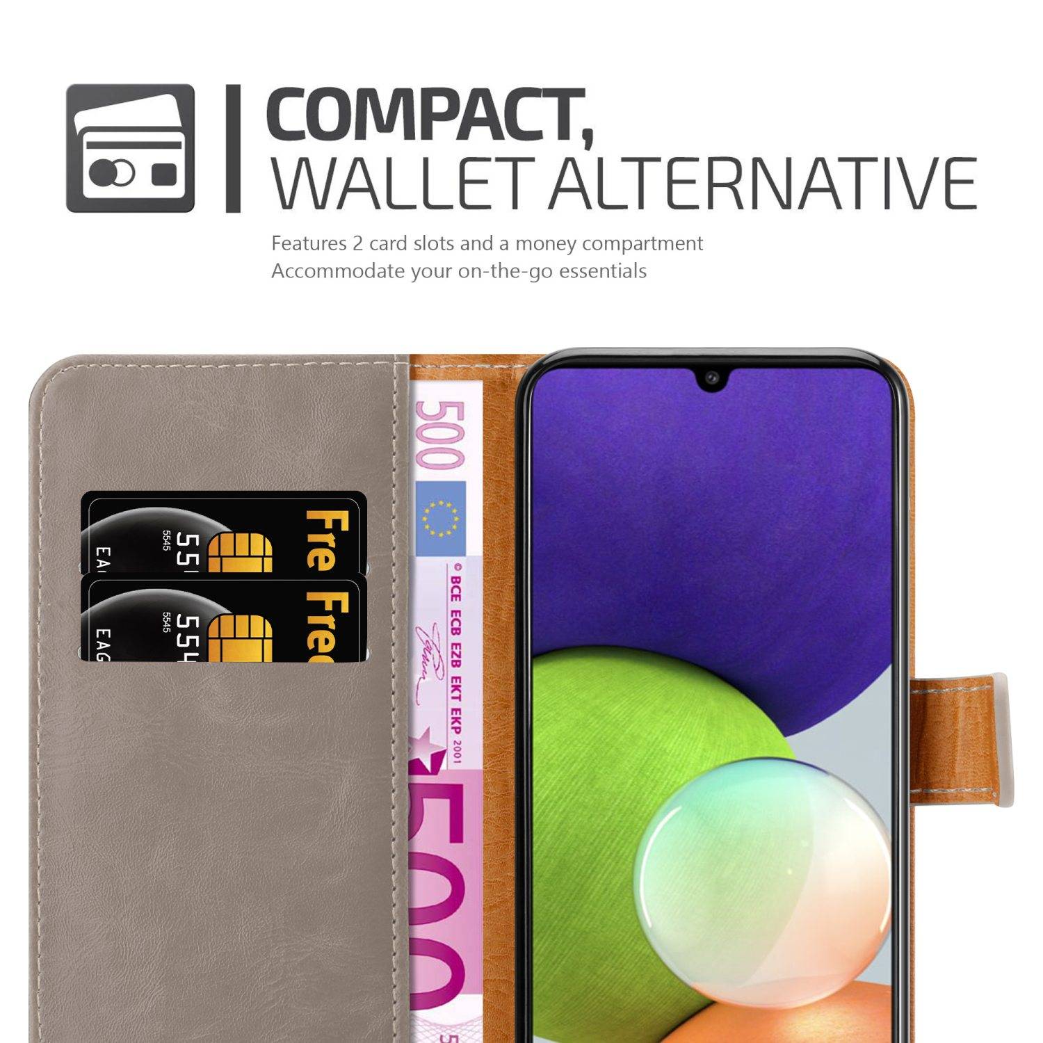 Cadorabo Hülle für Samsung Galaxy A22 4G / M22 / M32 4G Schutzhülle in Braun Handyhülle Book Tasche Case Etui Luxury