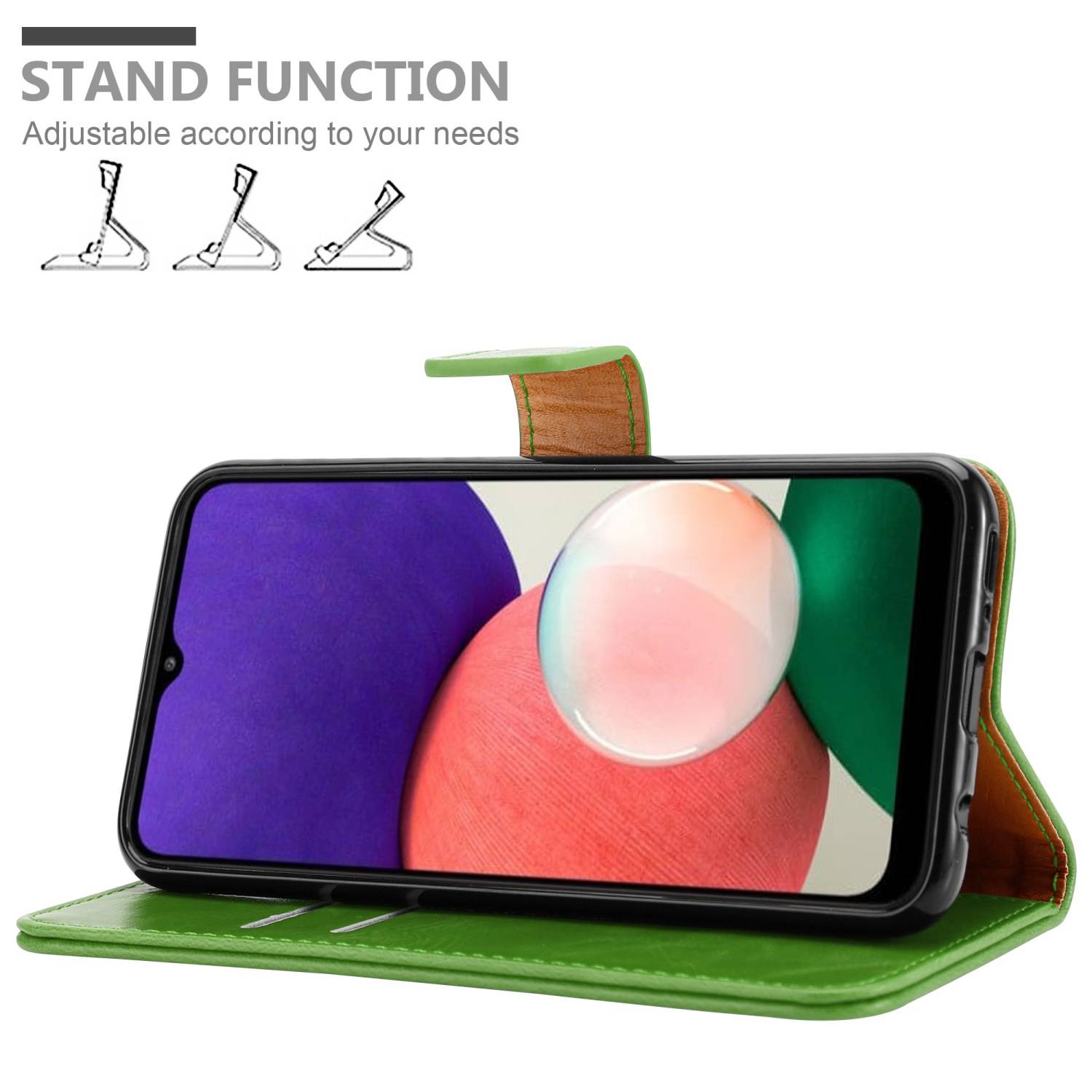 Cadorabo Hülle für Samsung Galaxy A22 5G Schutzhülle in Grün Handyhülle Book Tasche Case Etui Luxury