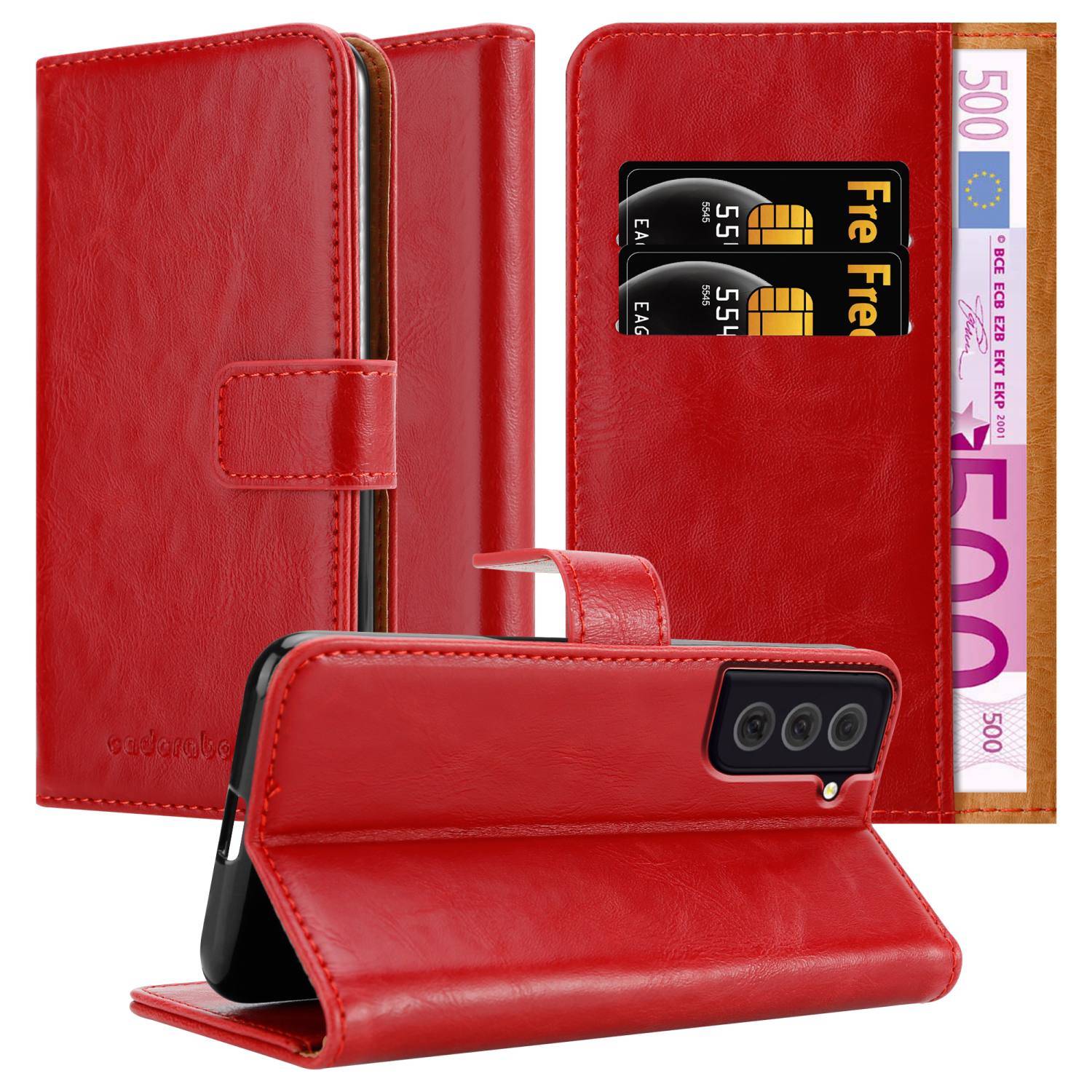 Cadorabo Hülle für Samsung Galaxy S22 Schutzhülle in Rot Handyhülle Book Tasche Case Etui Luxury